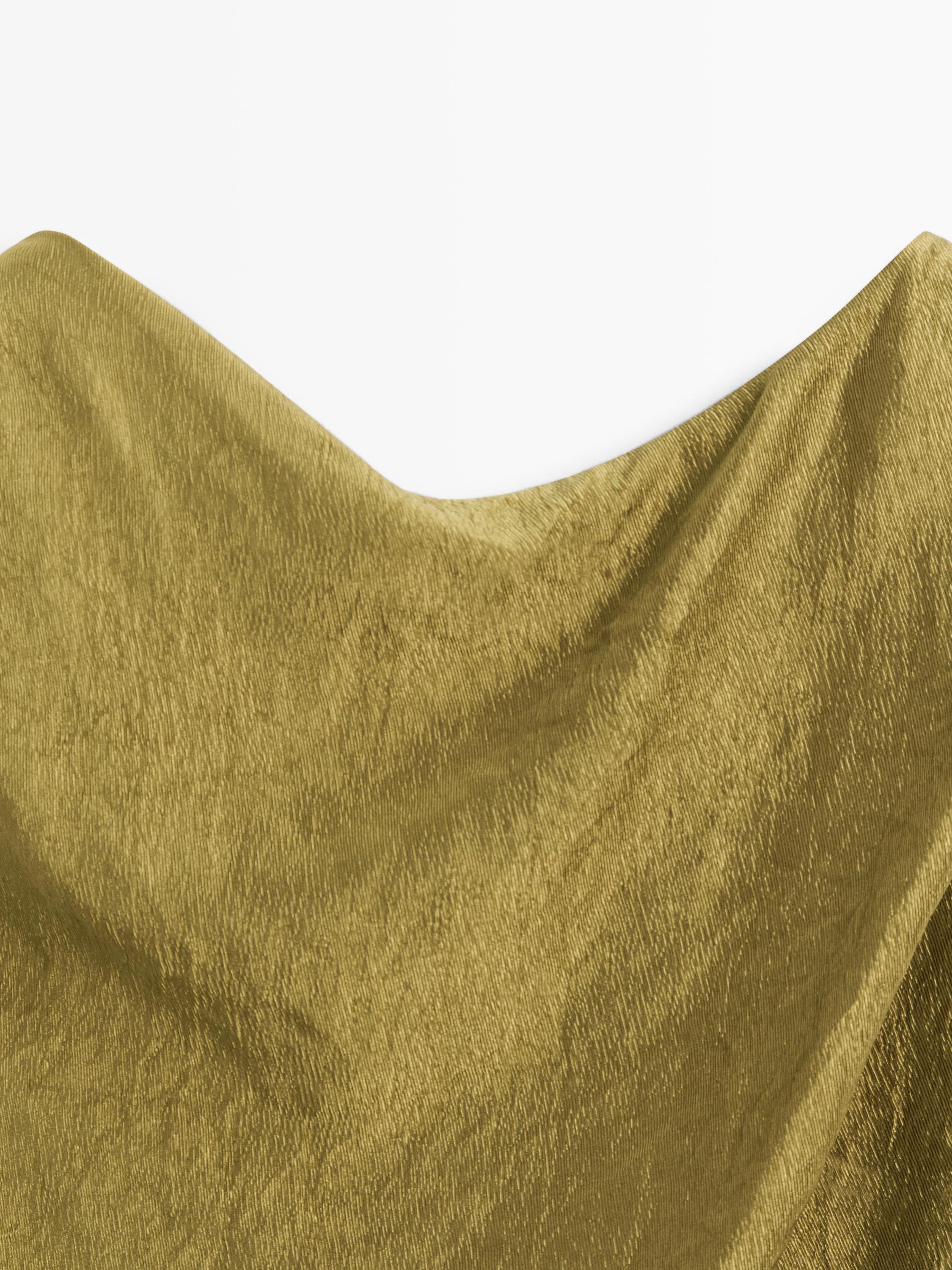 Long matching dress with pleated detail — GREEN