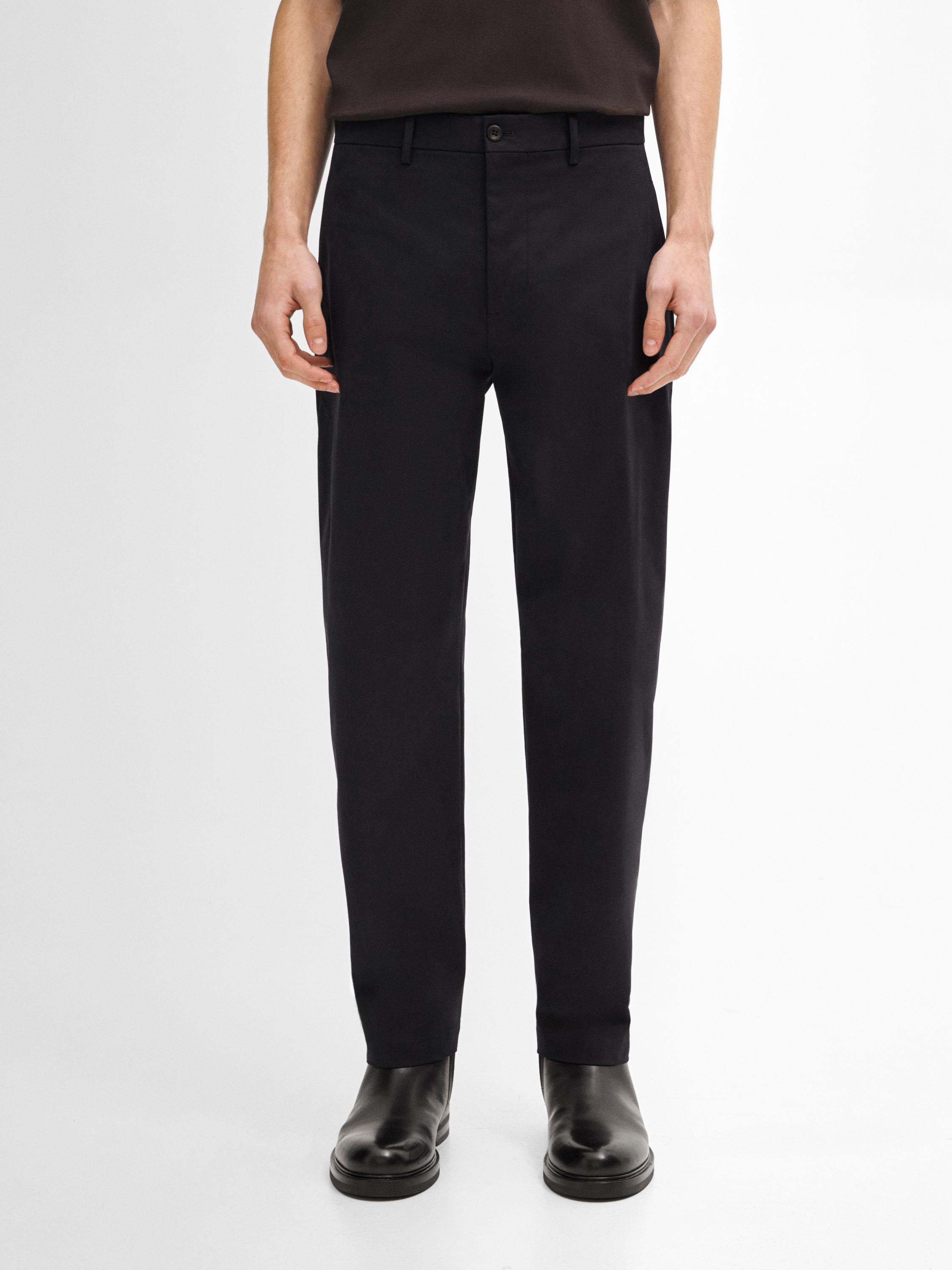 Relaxed fit cotton blend trousers