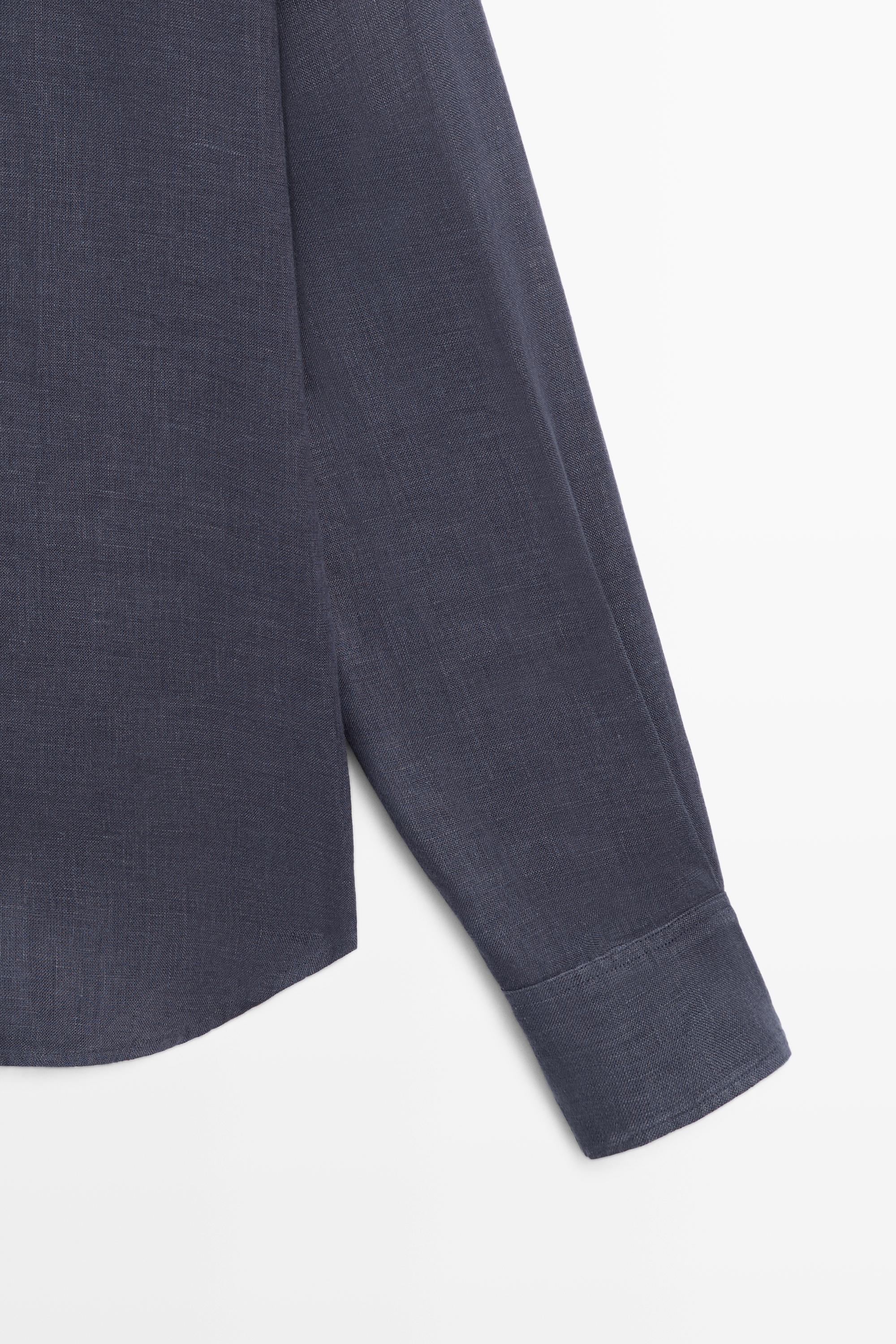 100% linen regular fit shirt — INK BLUE