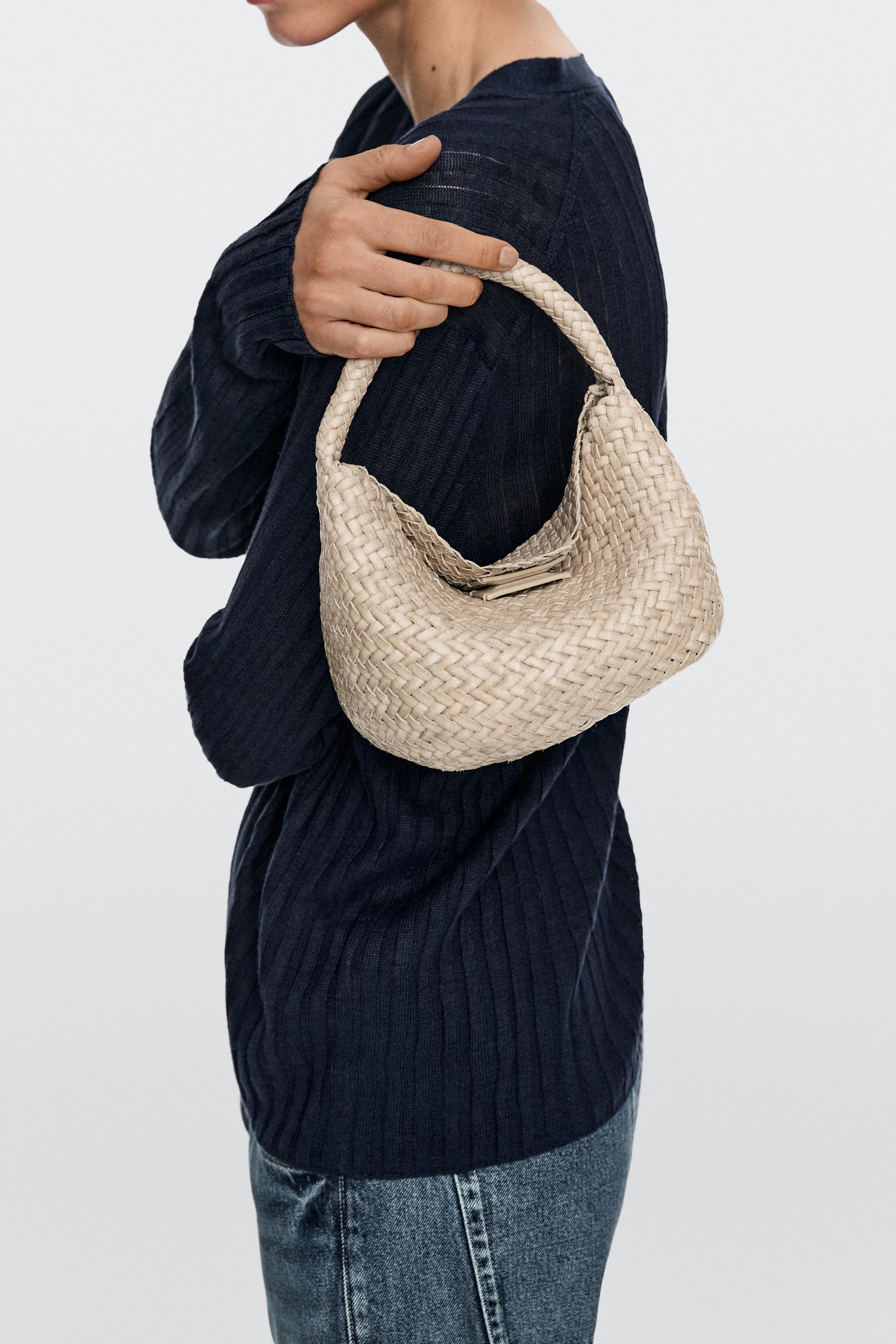 Mini borsa intrecciata in pelle nappa