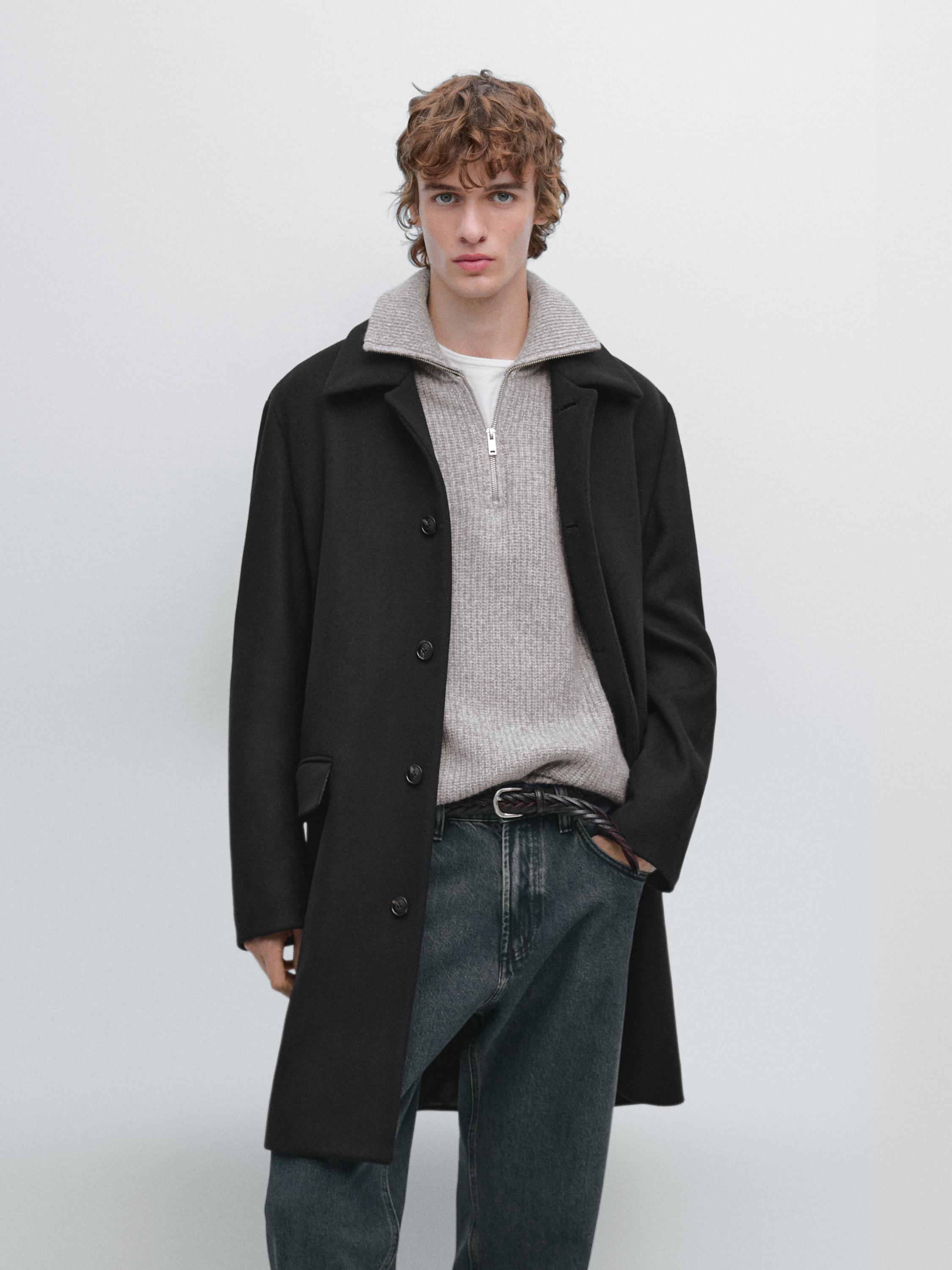 מעיל ארוך מתערובת צמר