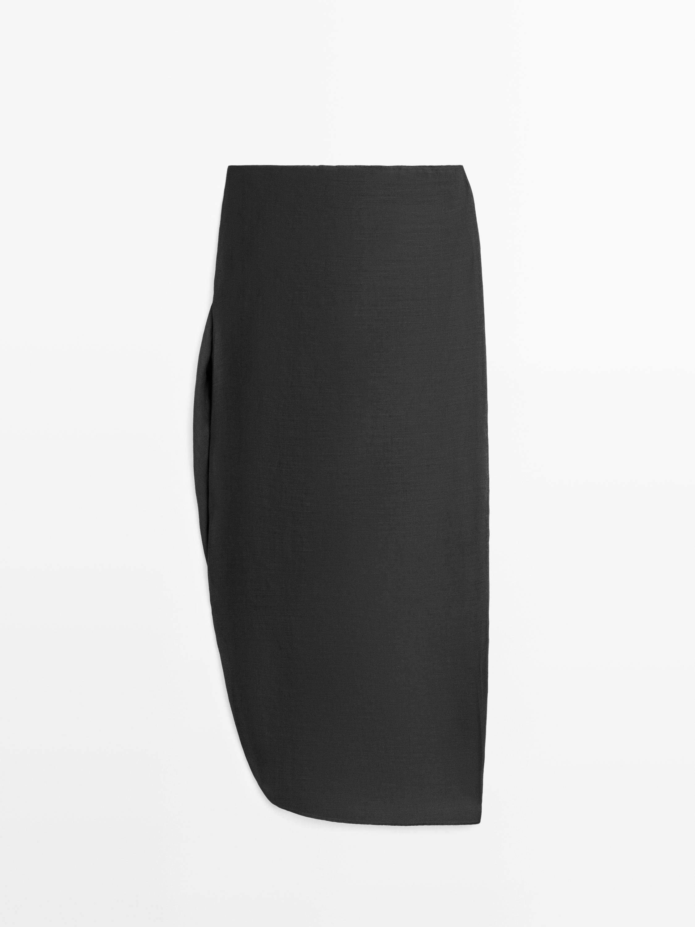 100% ramie pareo skirt — BLACK