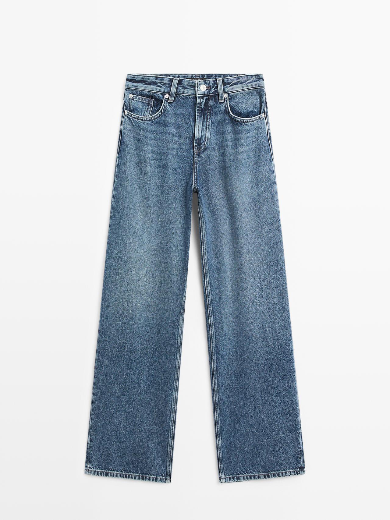 Massimo Dutti - Dames - Barrel Fit Jeans Met Hoge Taille - Halfblauw - 38