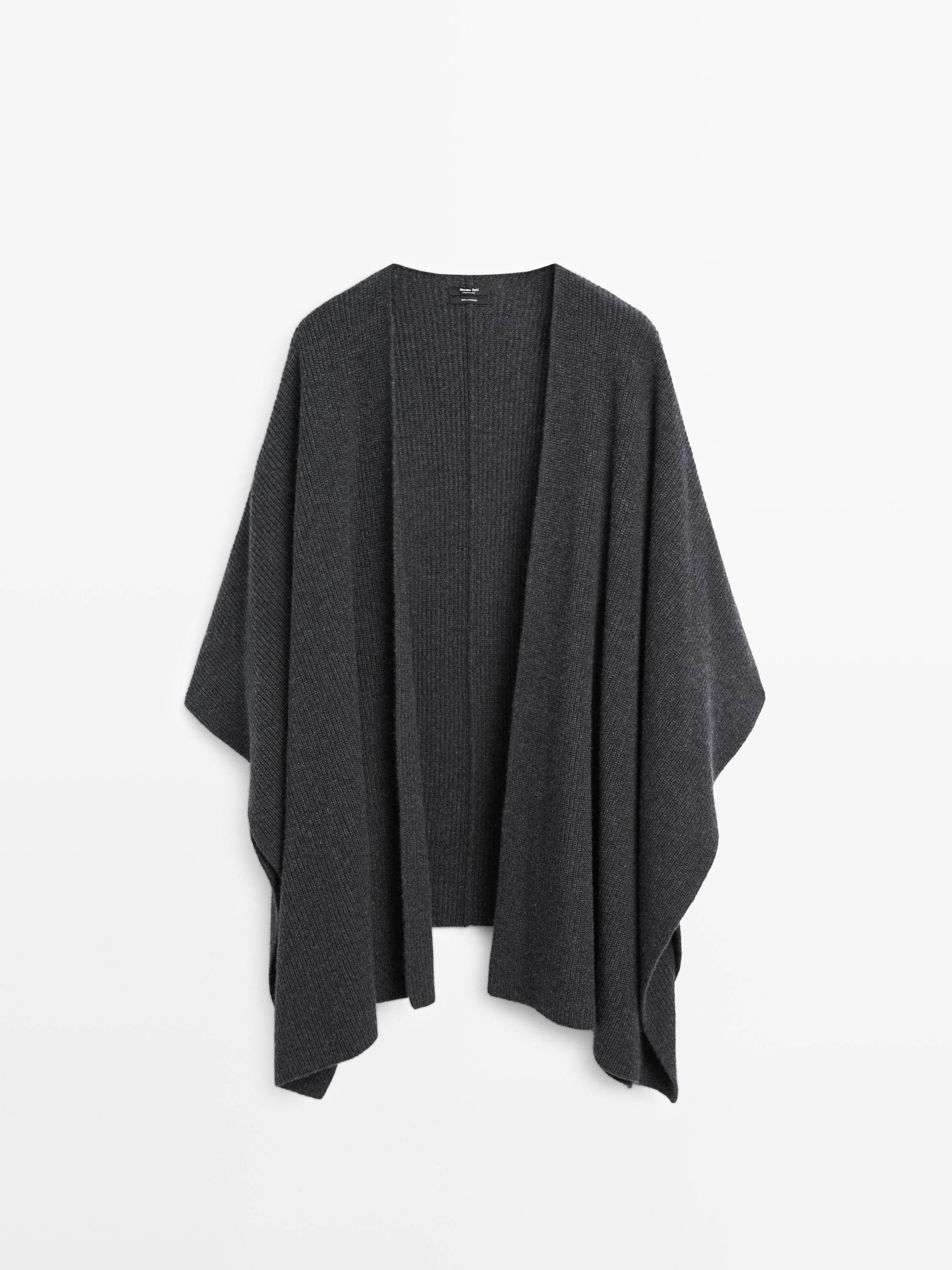 Knit 100% cashmere cape