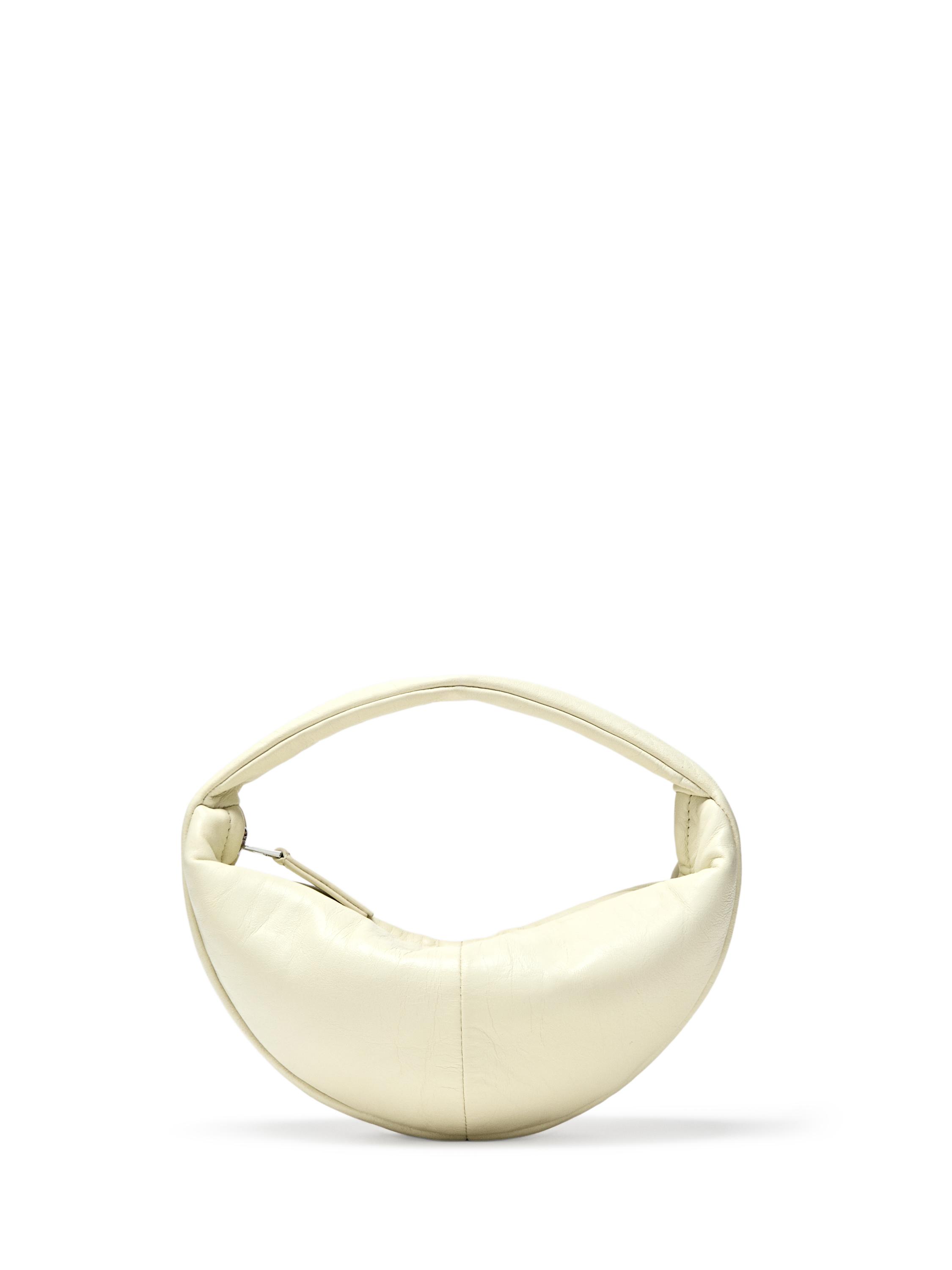 Mini nappa leather half-moon bag — WHITE