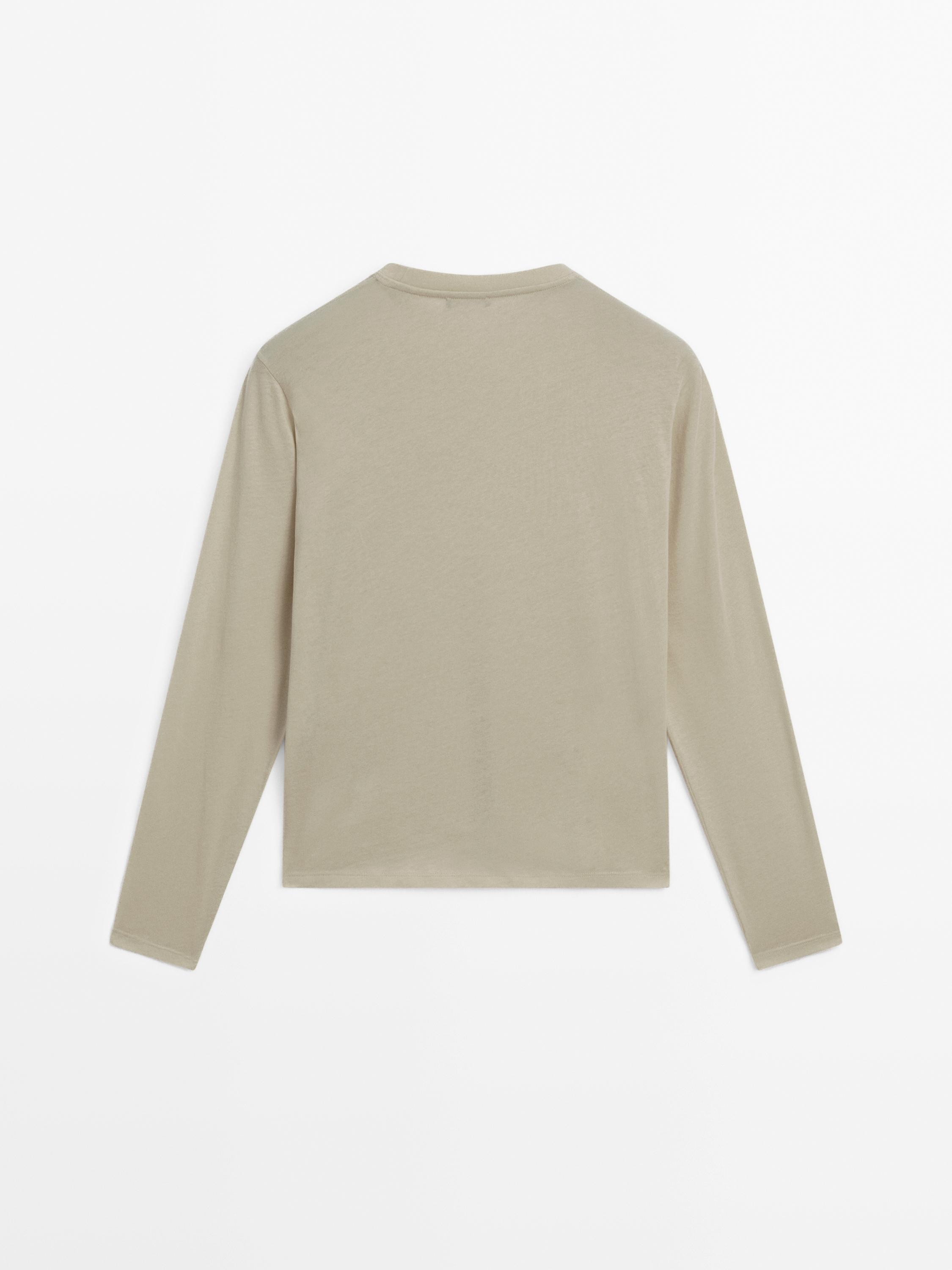 Slim-fit cotton T-shirt with long sleeves