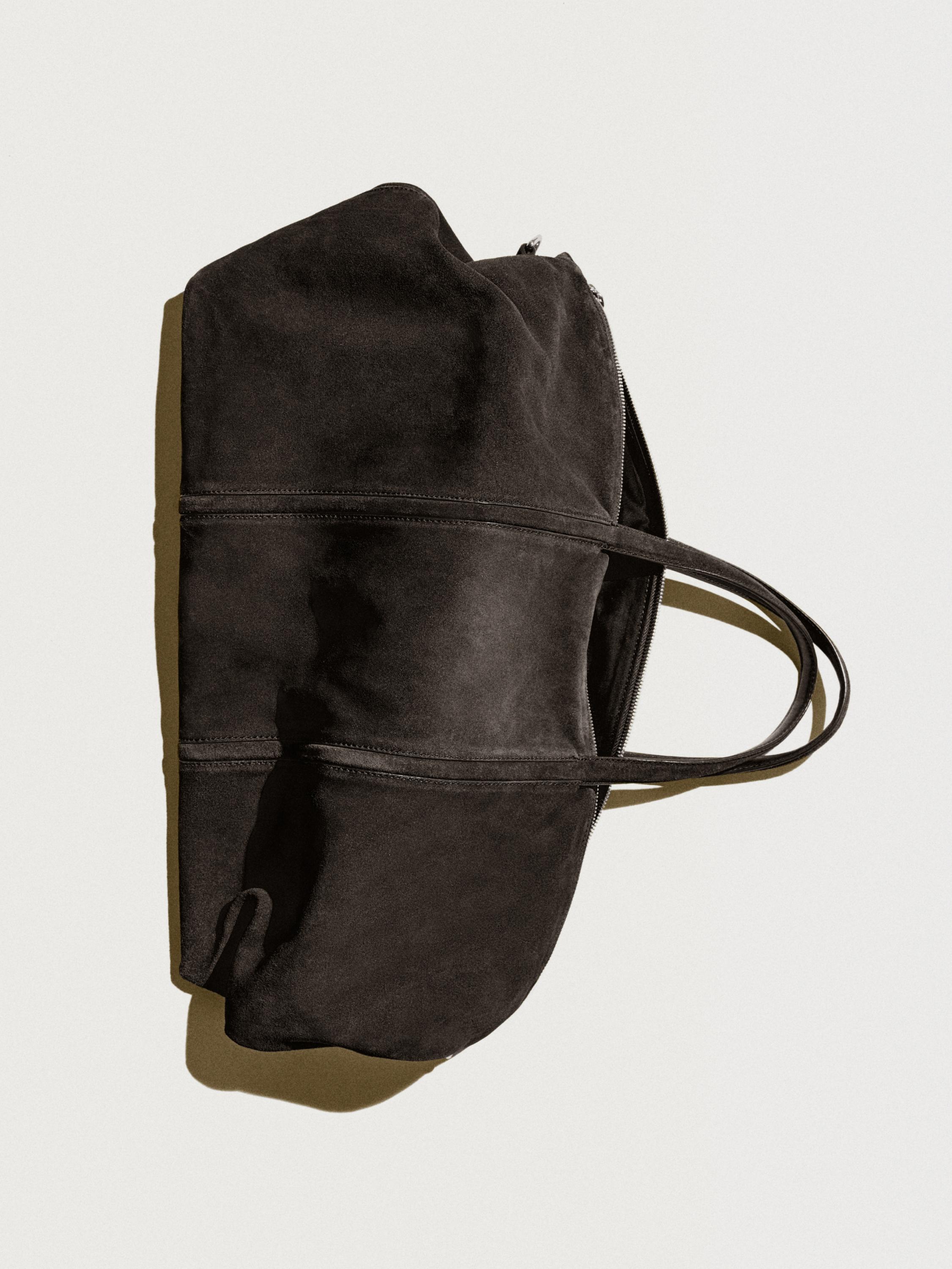 Suede leather tote bag