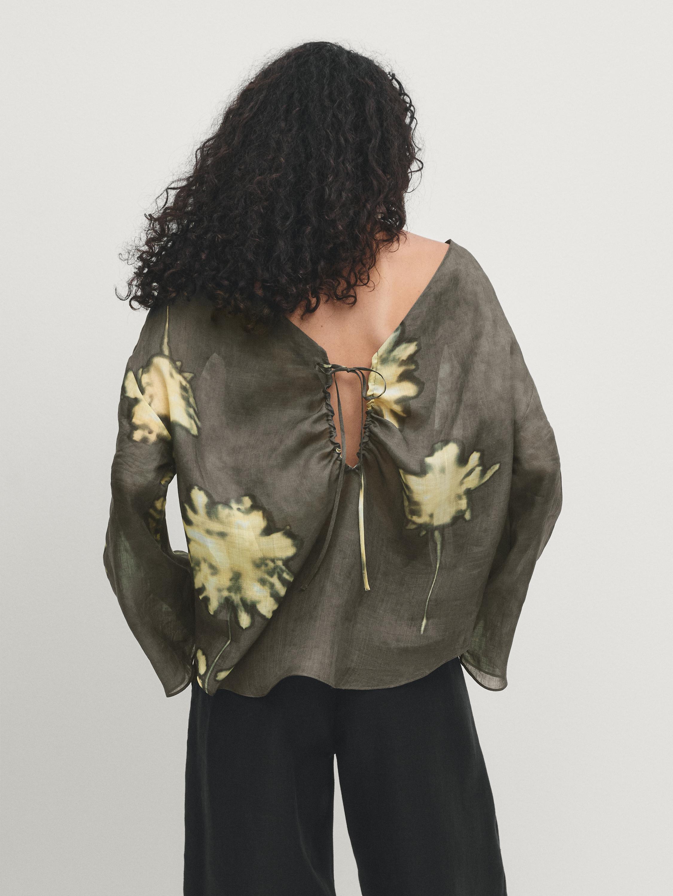 Long sleeve top with drawstring detail
