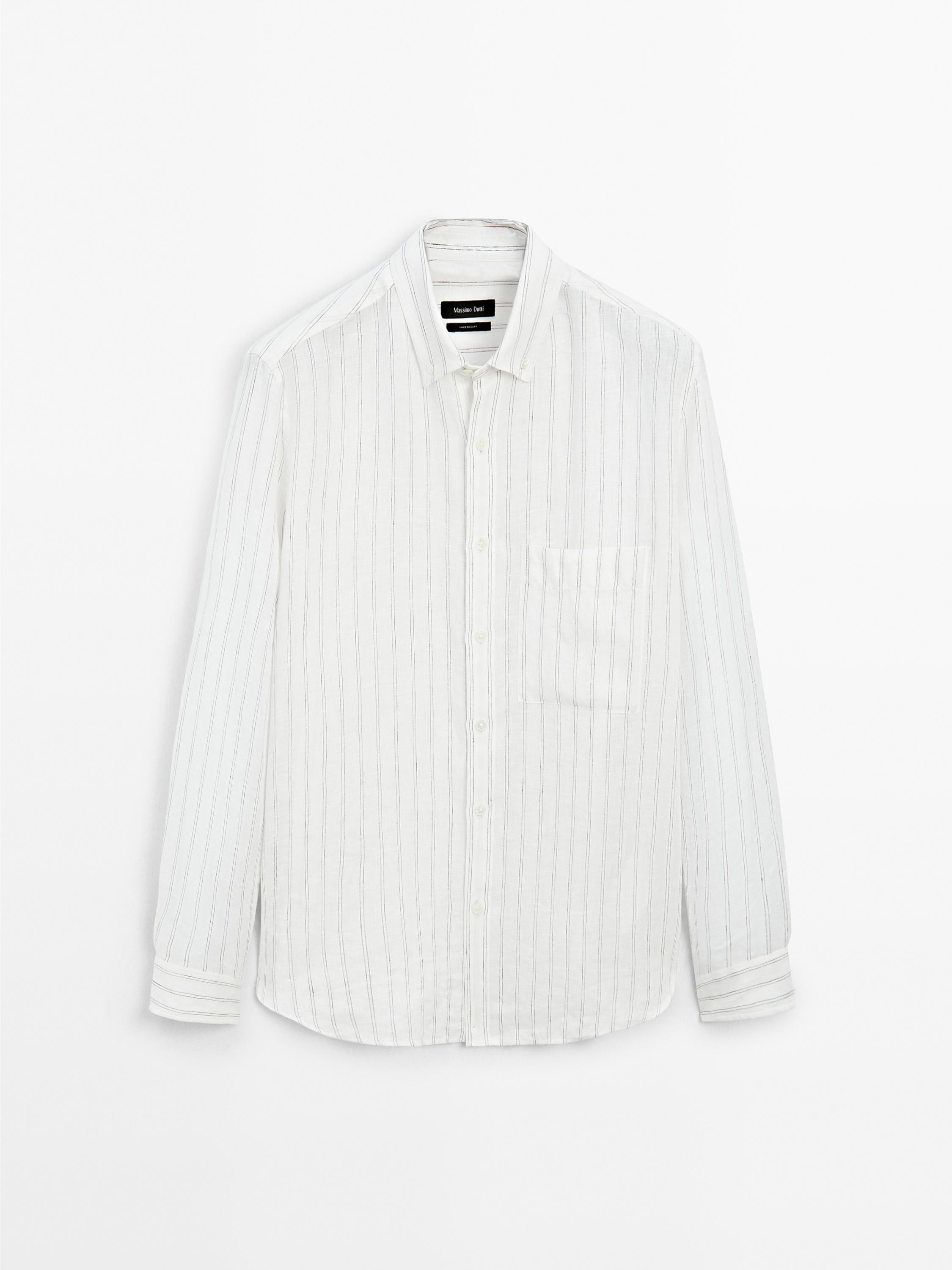 Chemise regular fit 100 % lin rayures