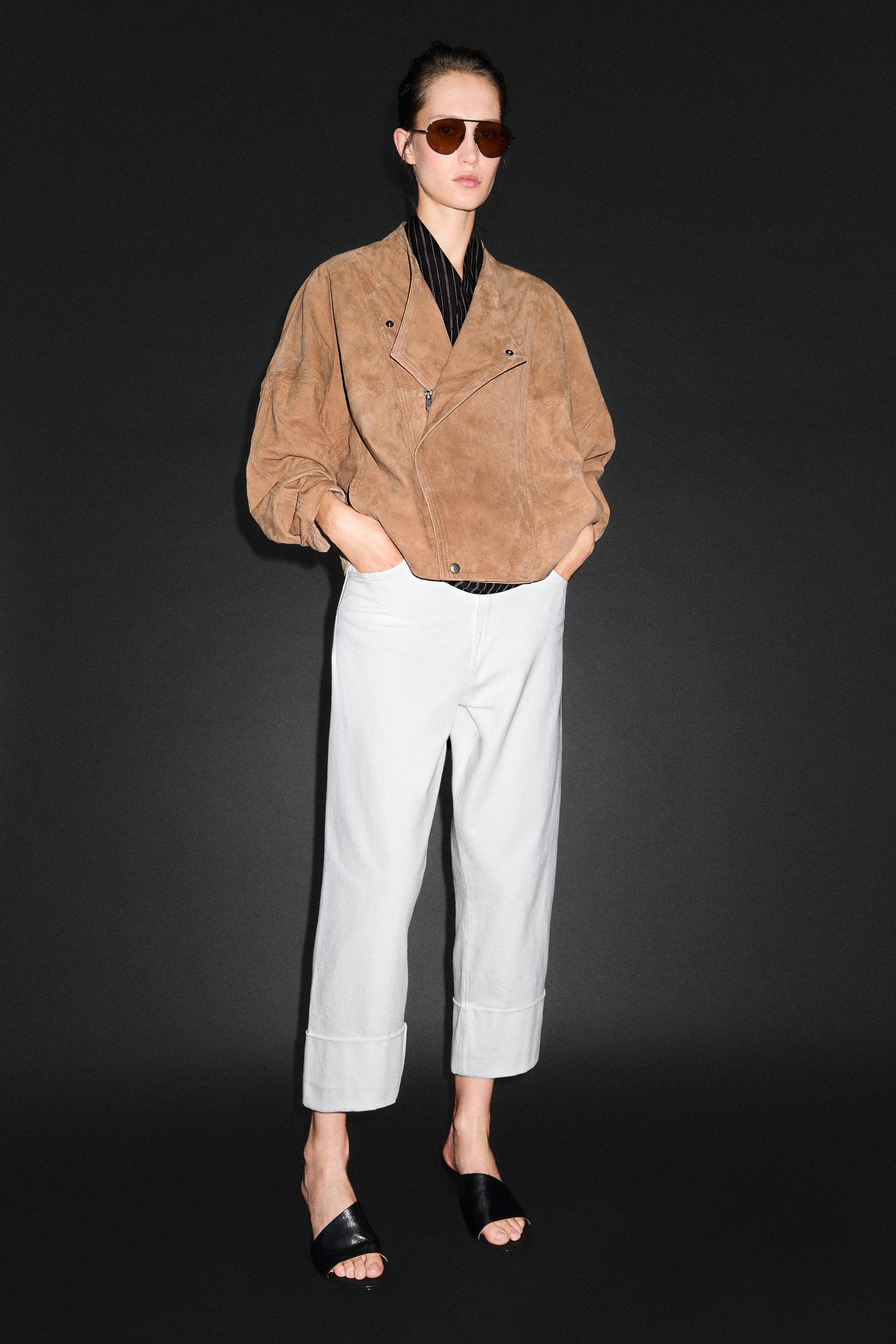 Double-breasted suede jacket — CAMEL