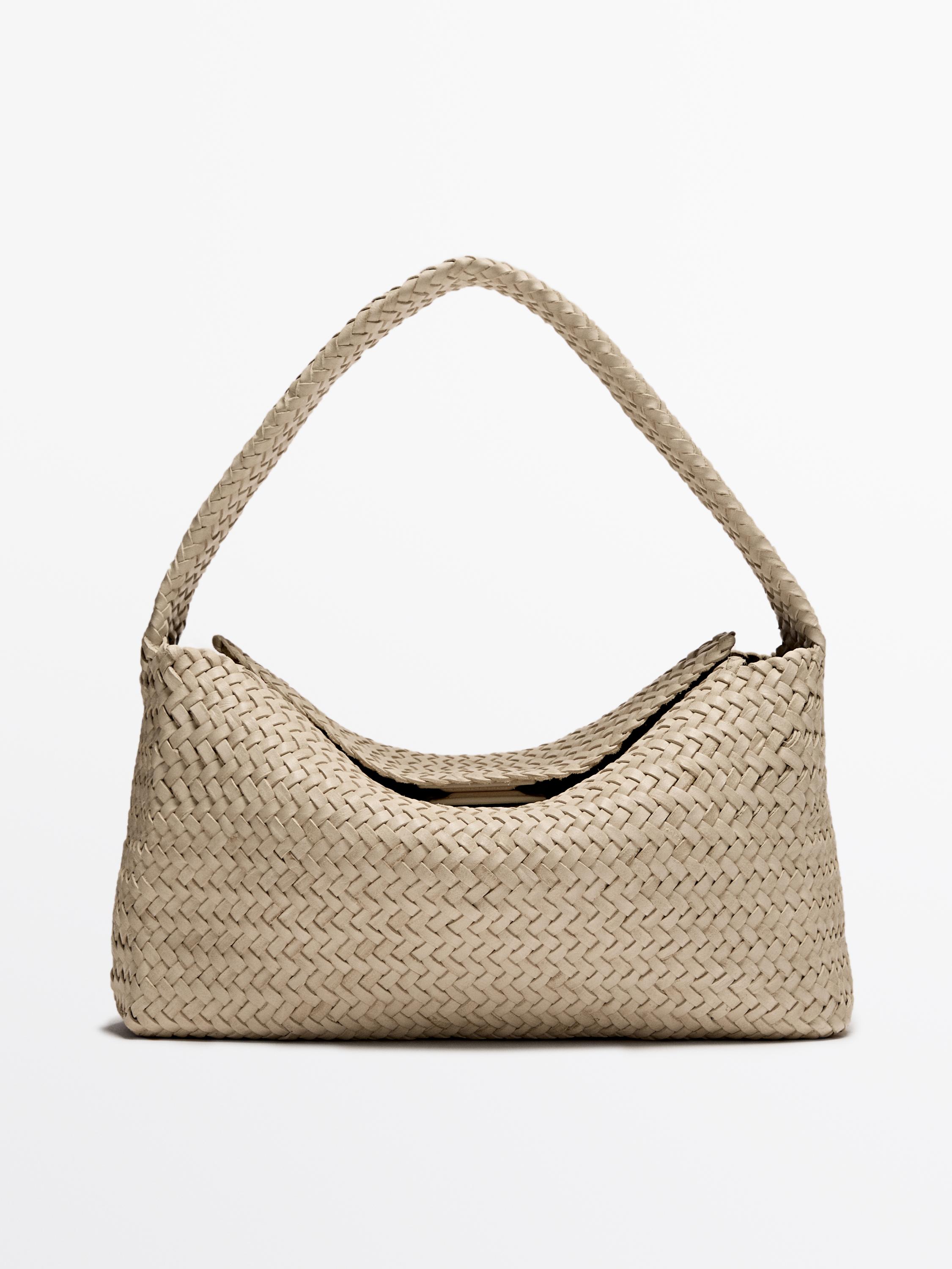 Nappa leather woven croissant bag