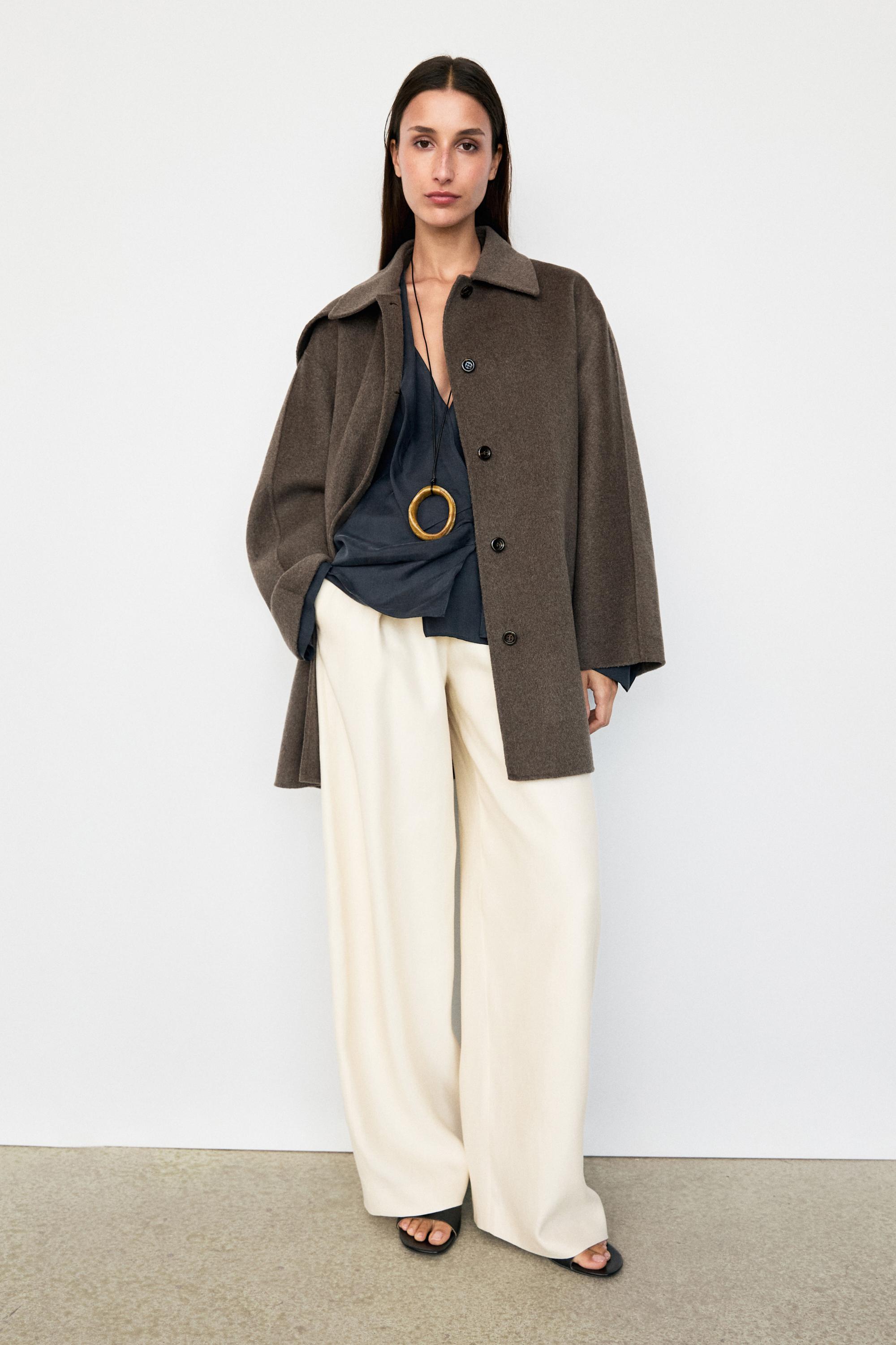 Melange wool blend coat — BROWN