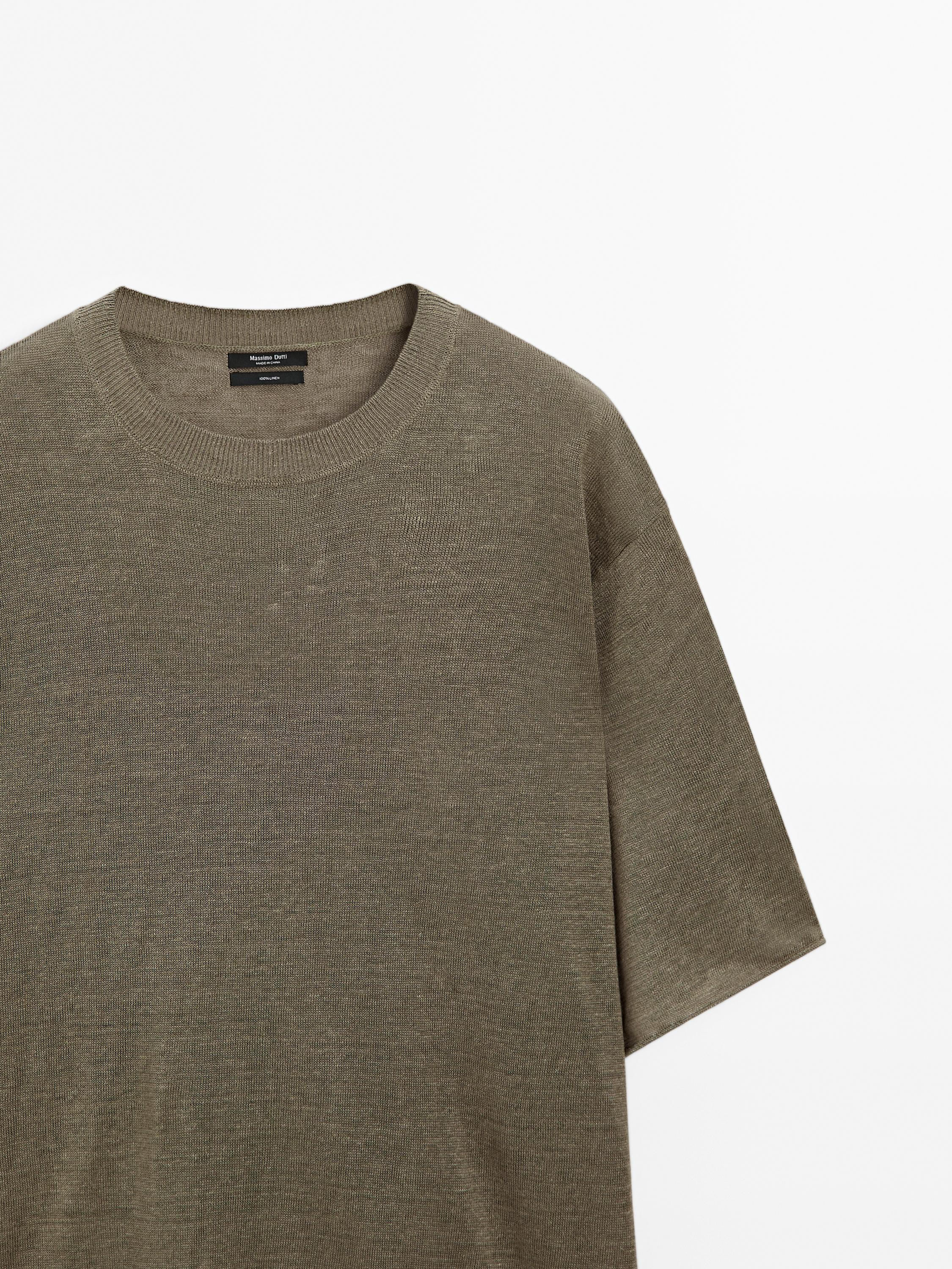 Linen oversize short sleeve sweater