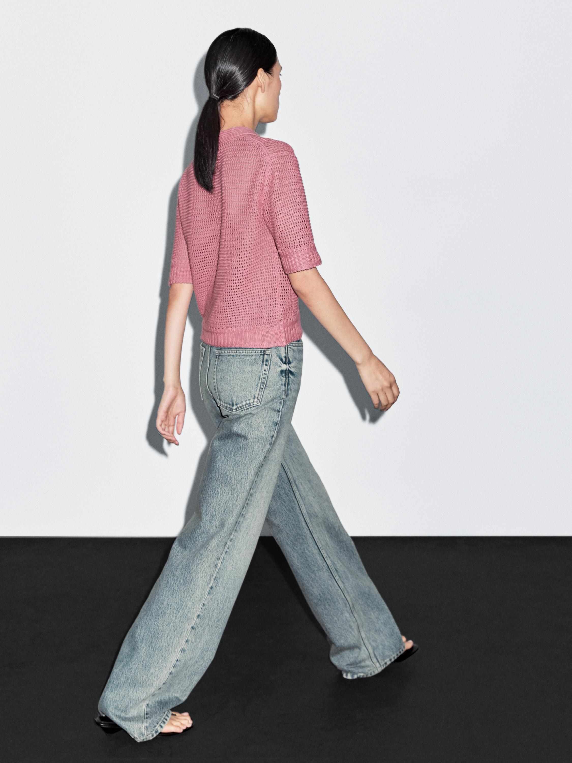 Cotton blend cutwork polo shirt