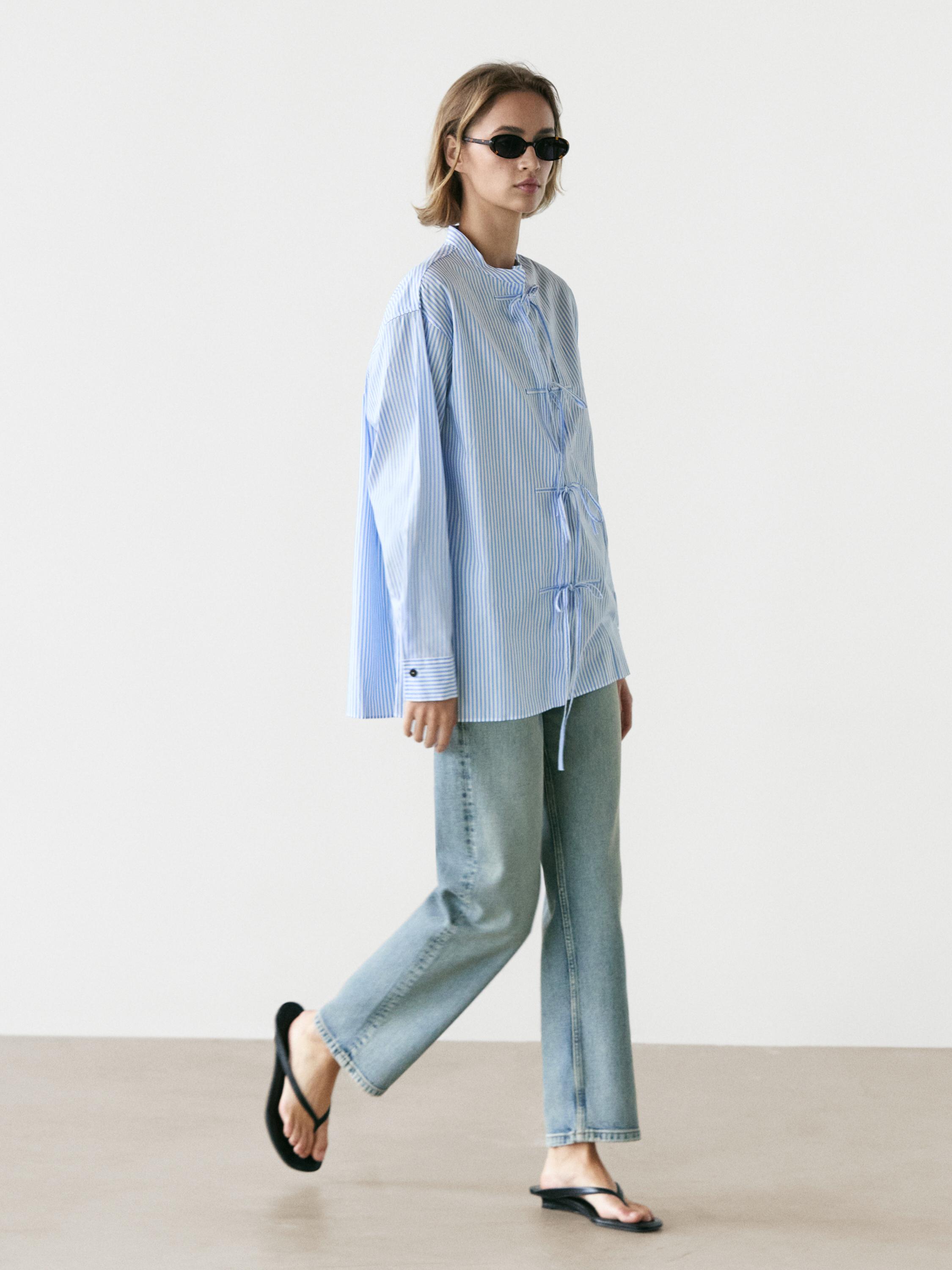 High-waist barrel fit jeans — Light Blue