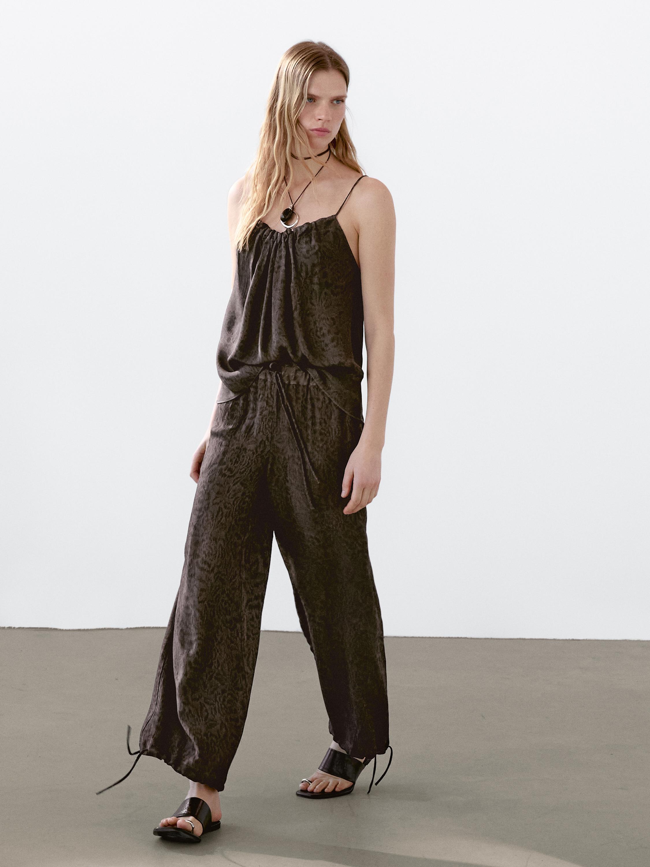 Flowing jacquard strappy top