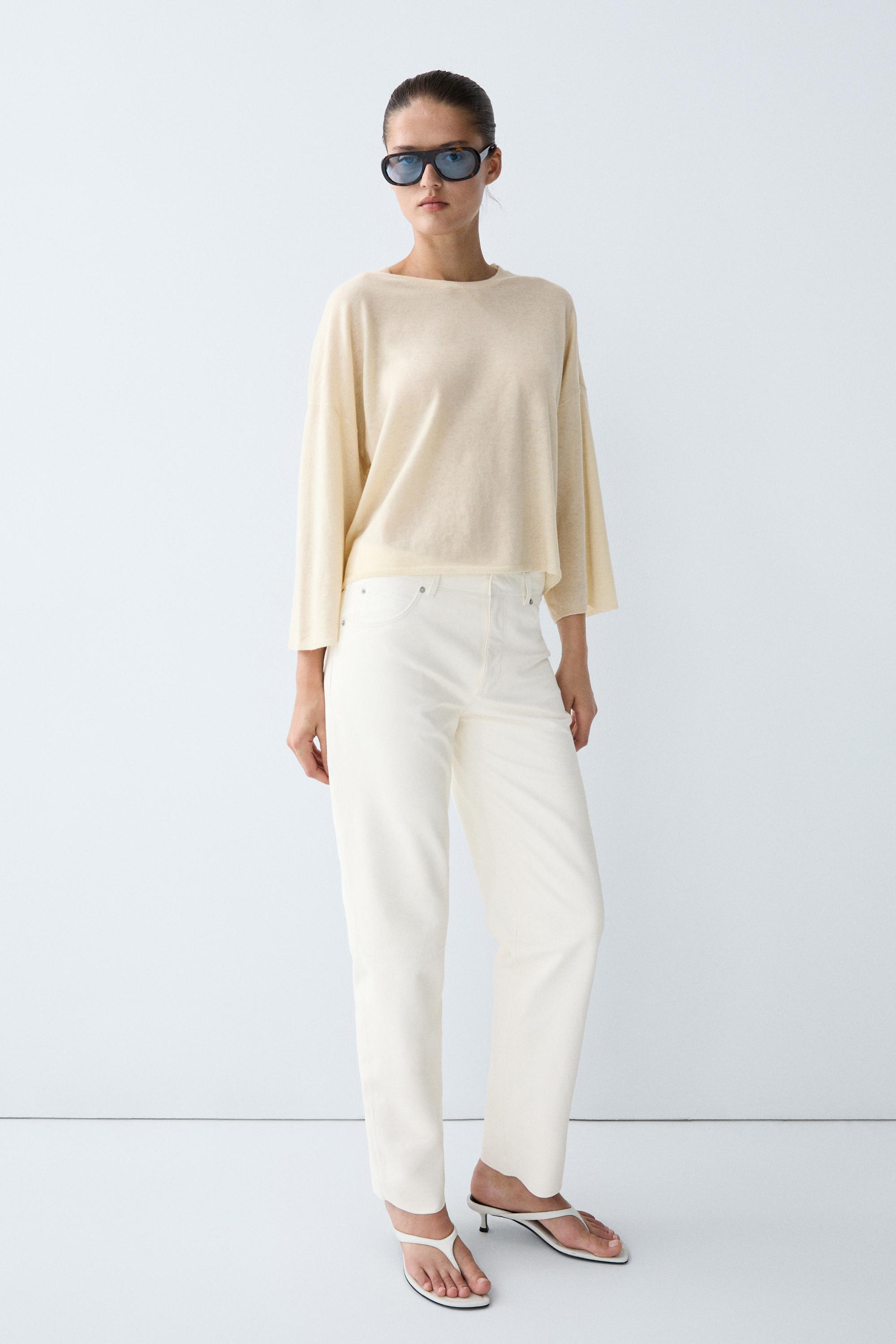 Round neck knit sweater — Vanilla
