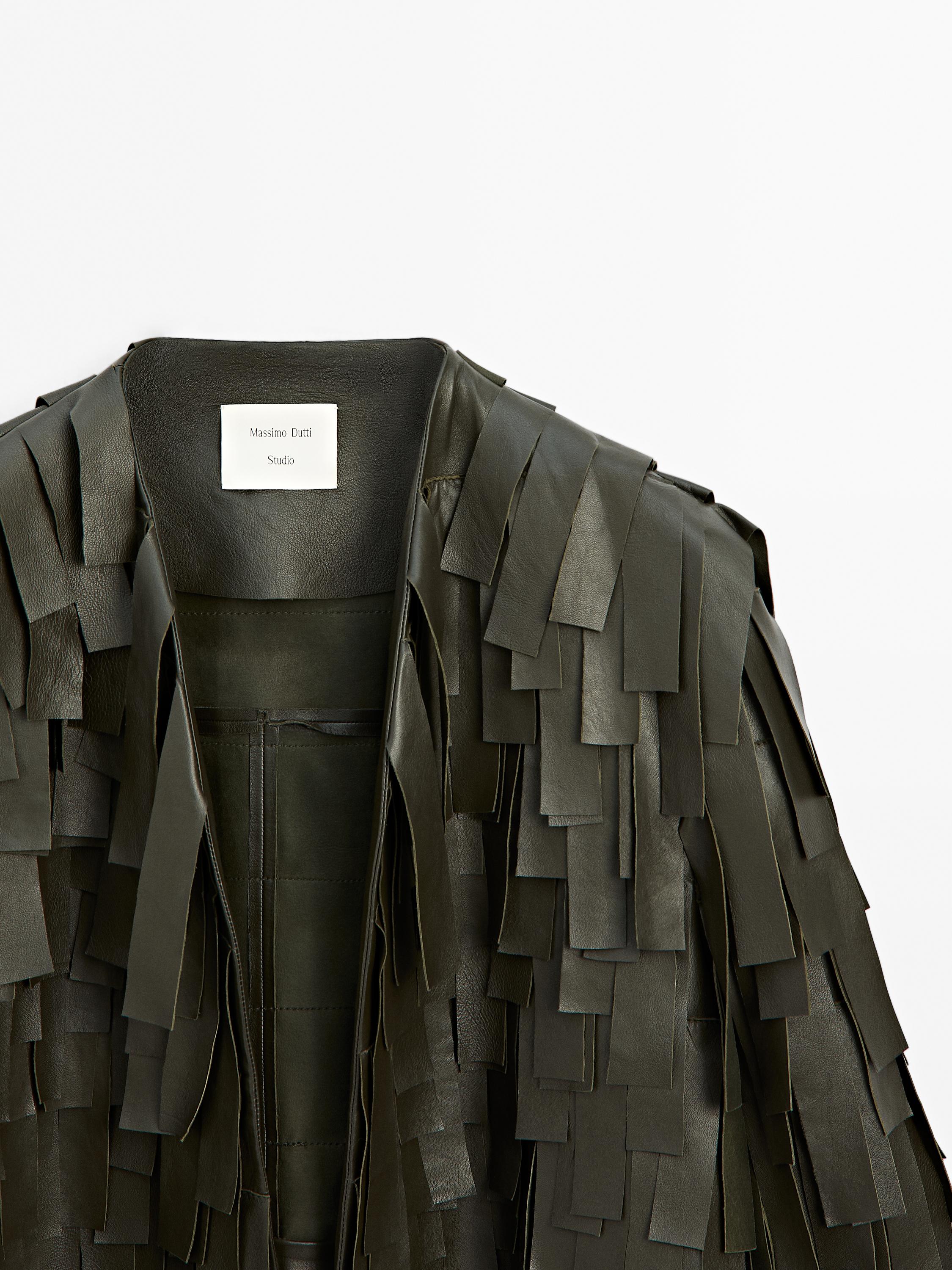 Veste à franges en cuir nappa - STUDIO