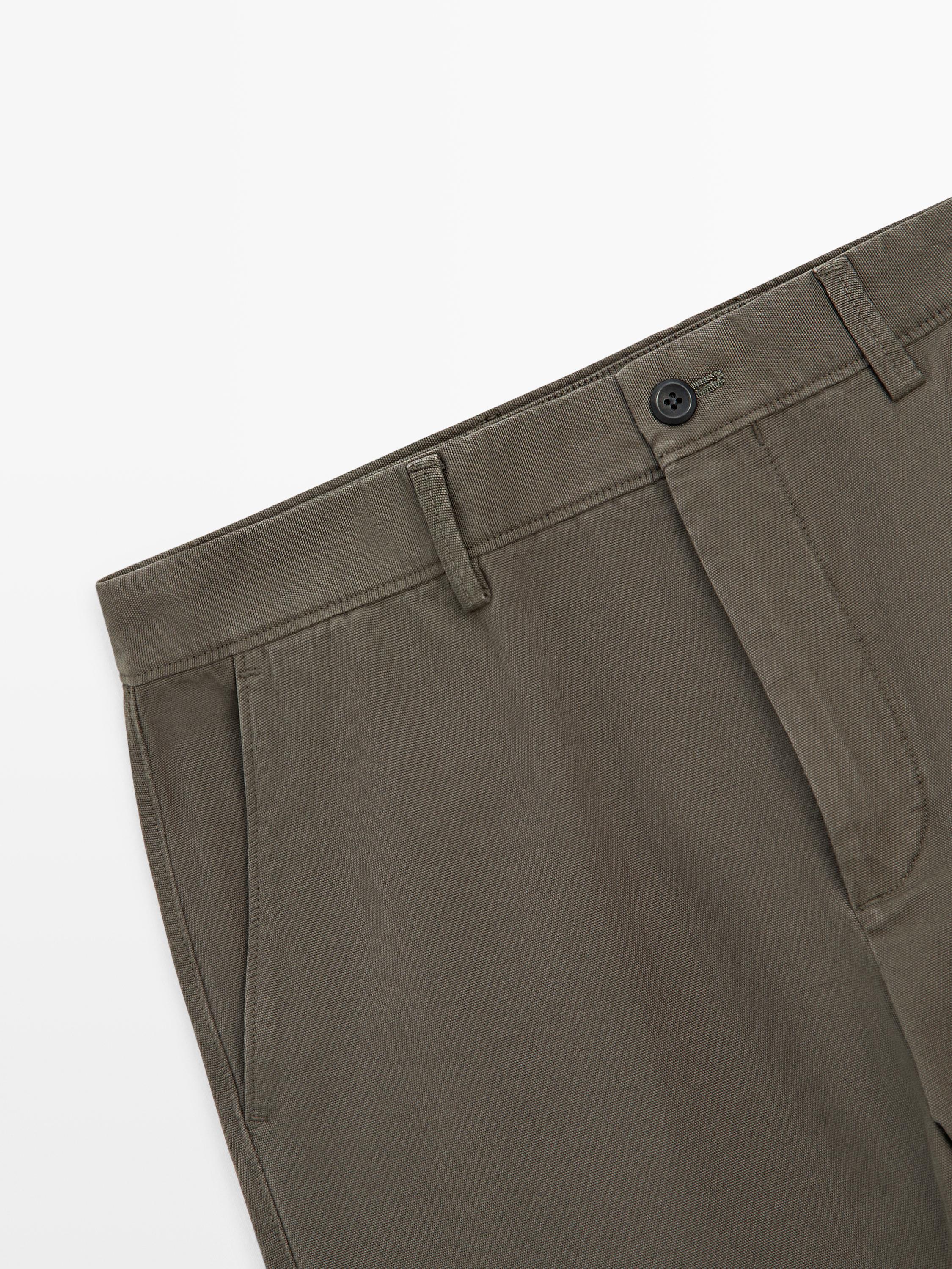 Tapered fit cotton pants — GREEN