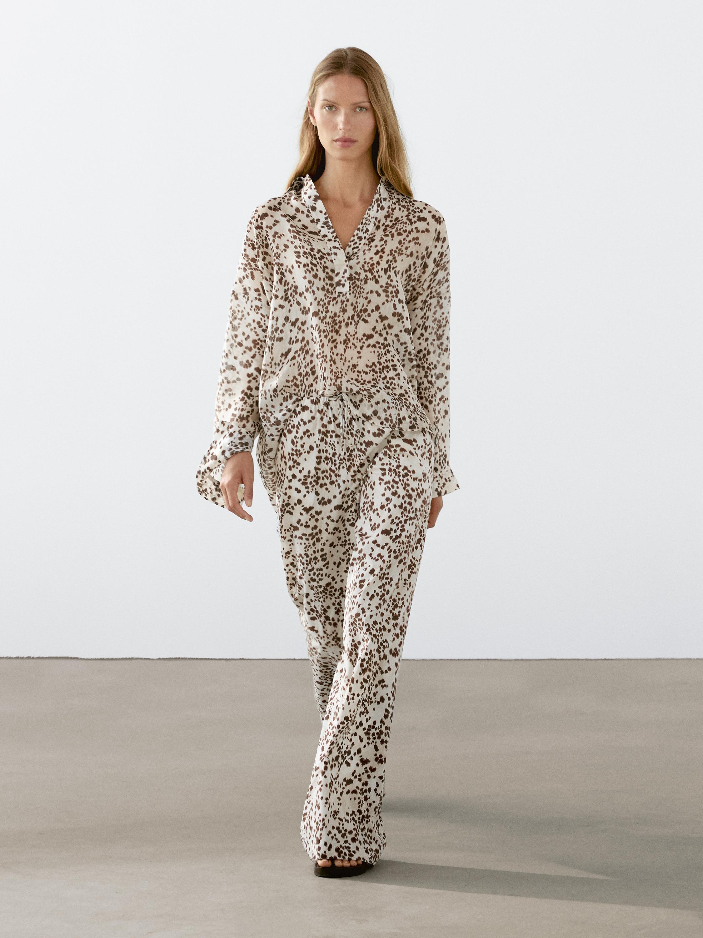 Oversize animal print blouse