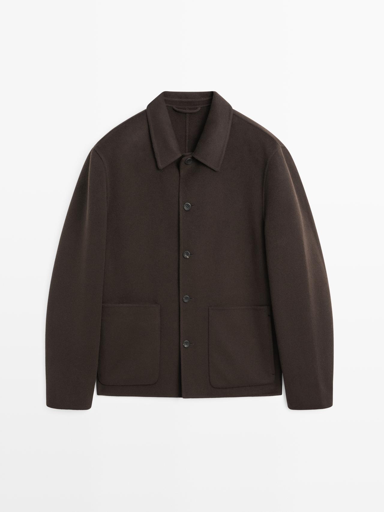 Massimo Dutti - Herre - Kort Frakke I 100 % Kashmir - Chokolade - Xl