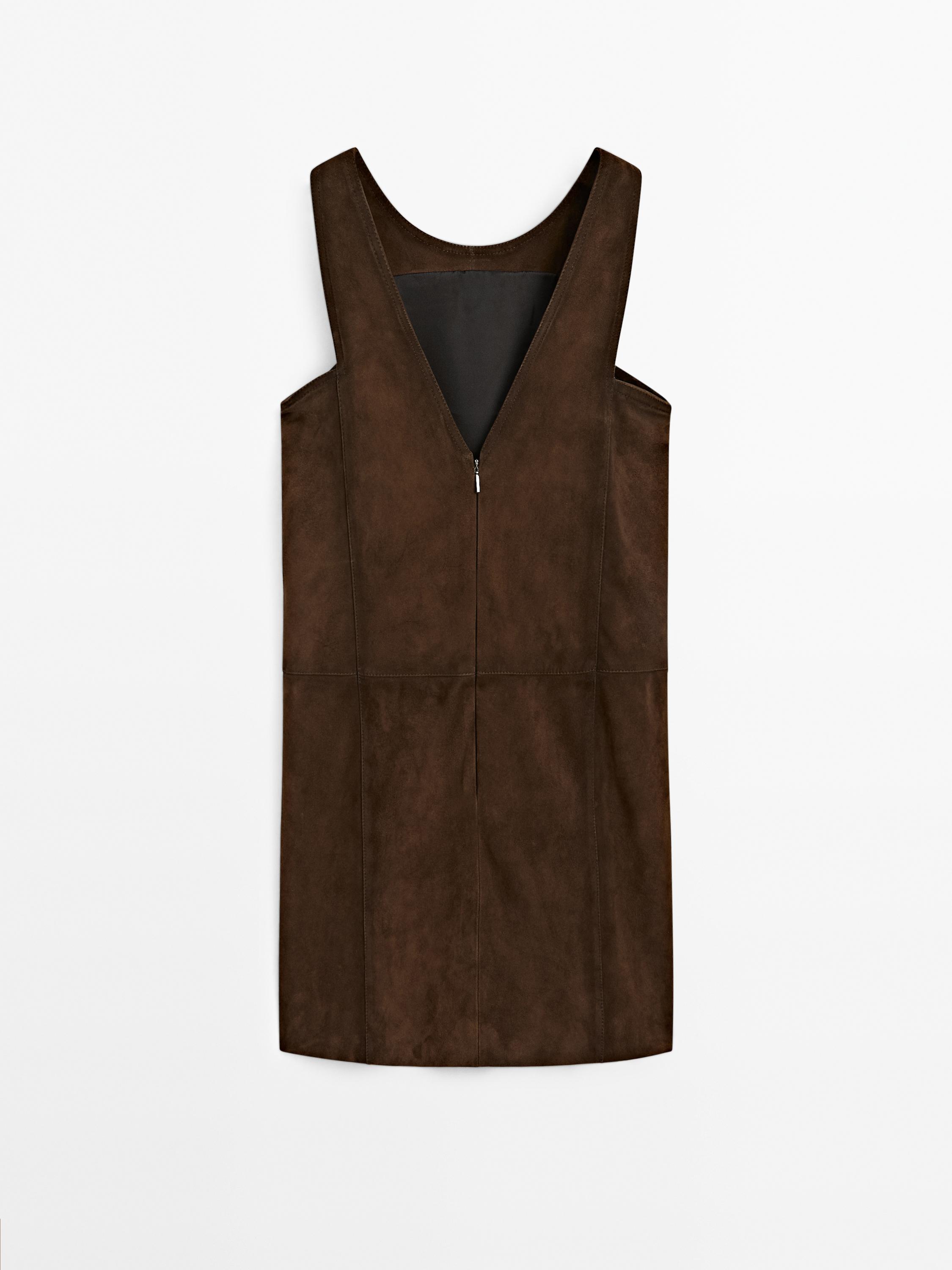 Skórzana sukienka mini z zamszu