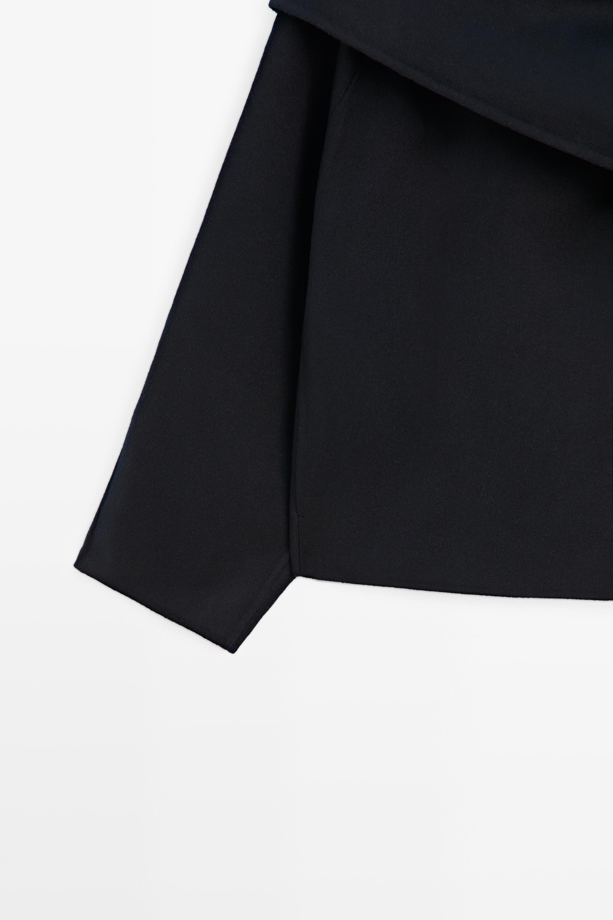 Short coat with scarf detail — NAVY BLUE