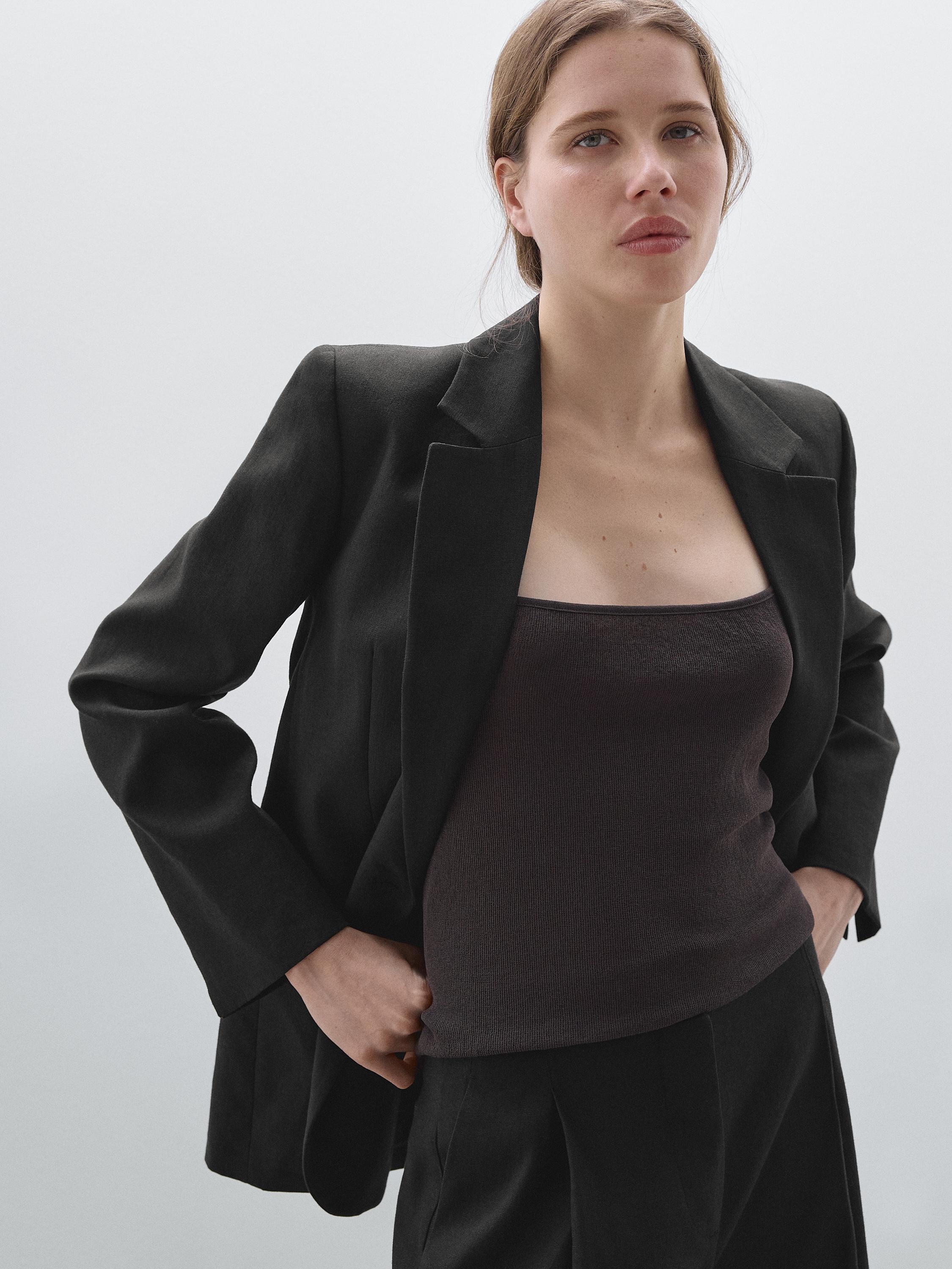 Linen blend suit blazer