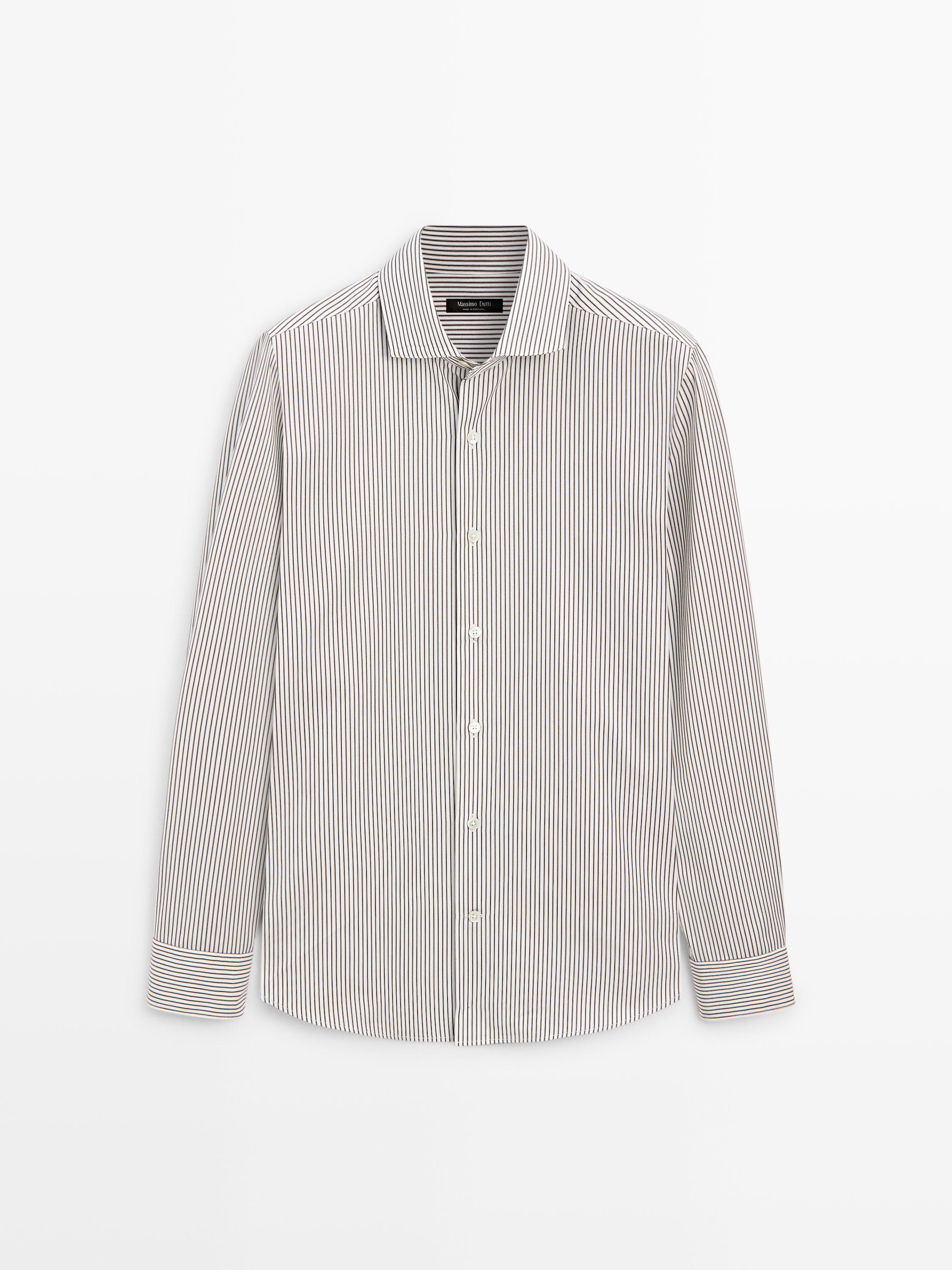 Cotton poplin shirt — BROWN