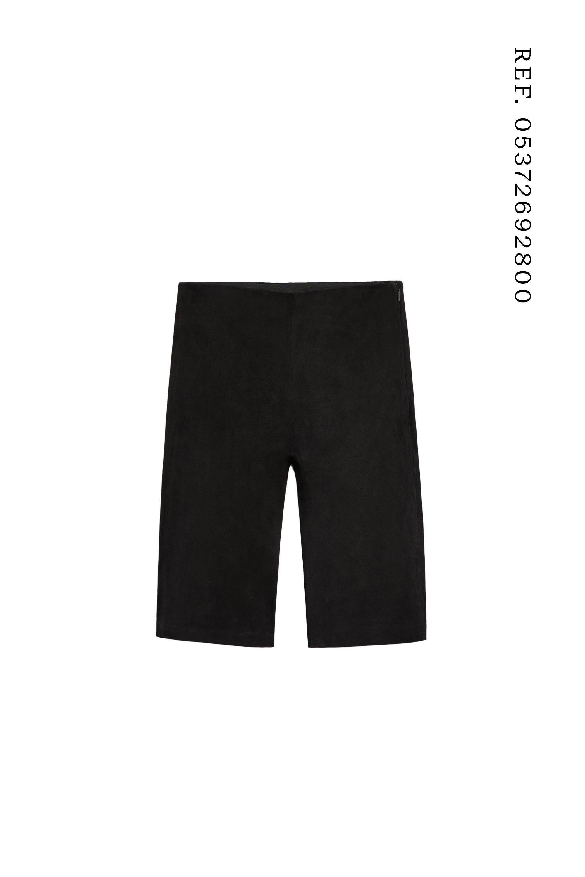 Suede leather cycling shorts — BLACK
