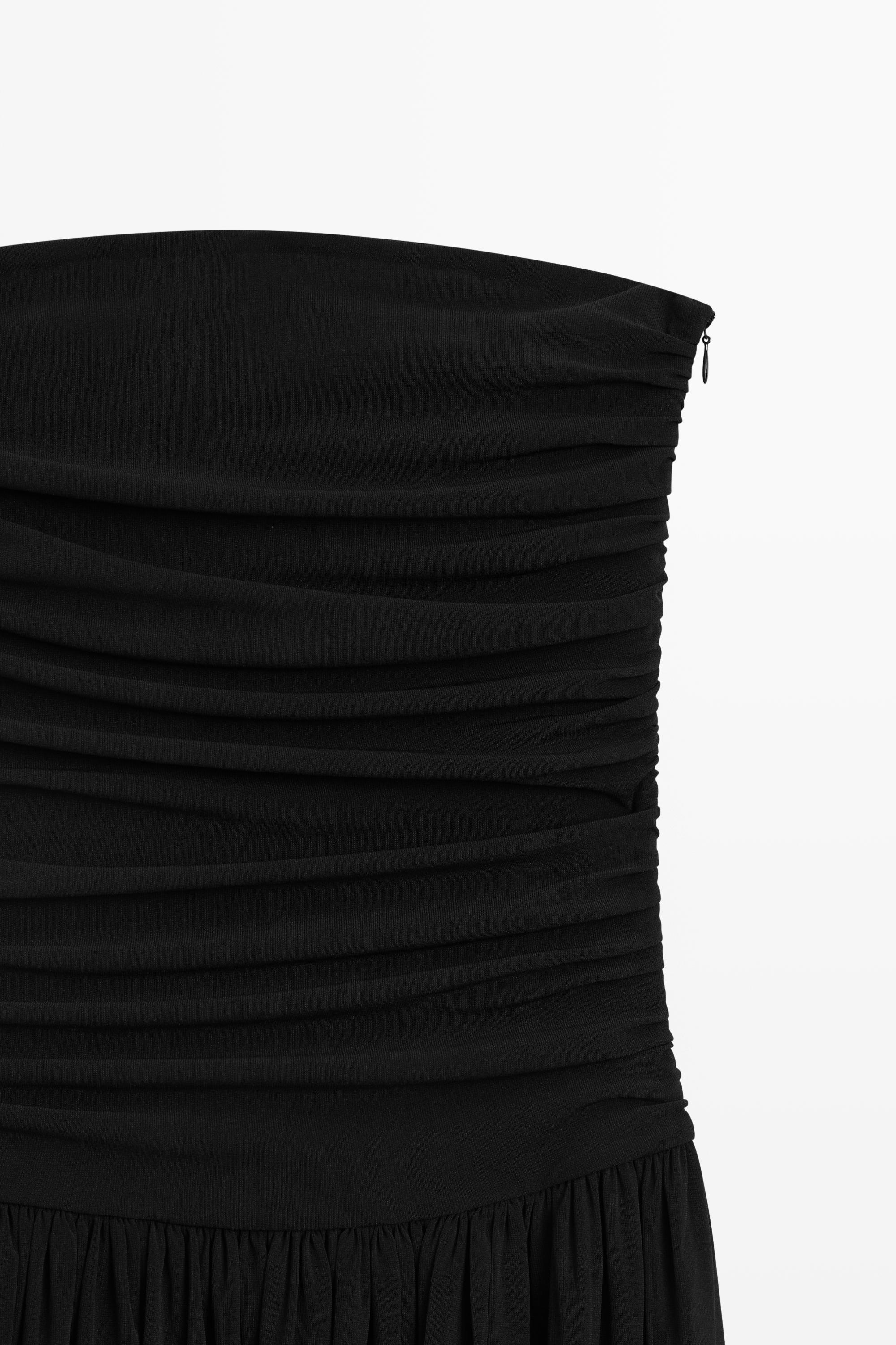 Strapless balloon midi dress — BLACK