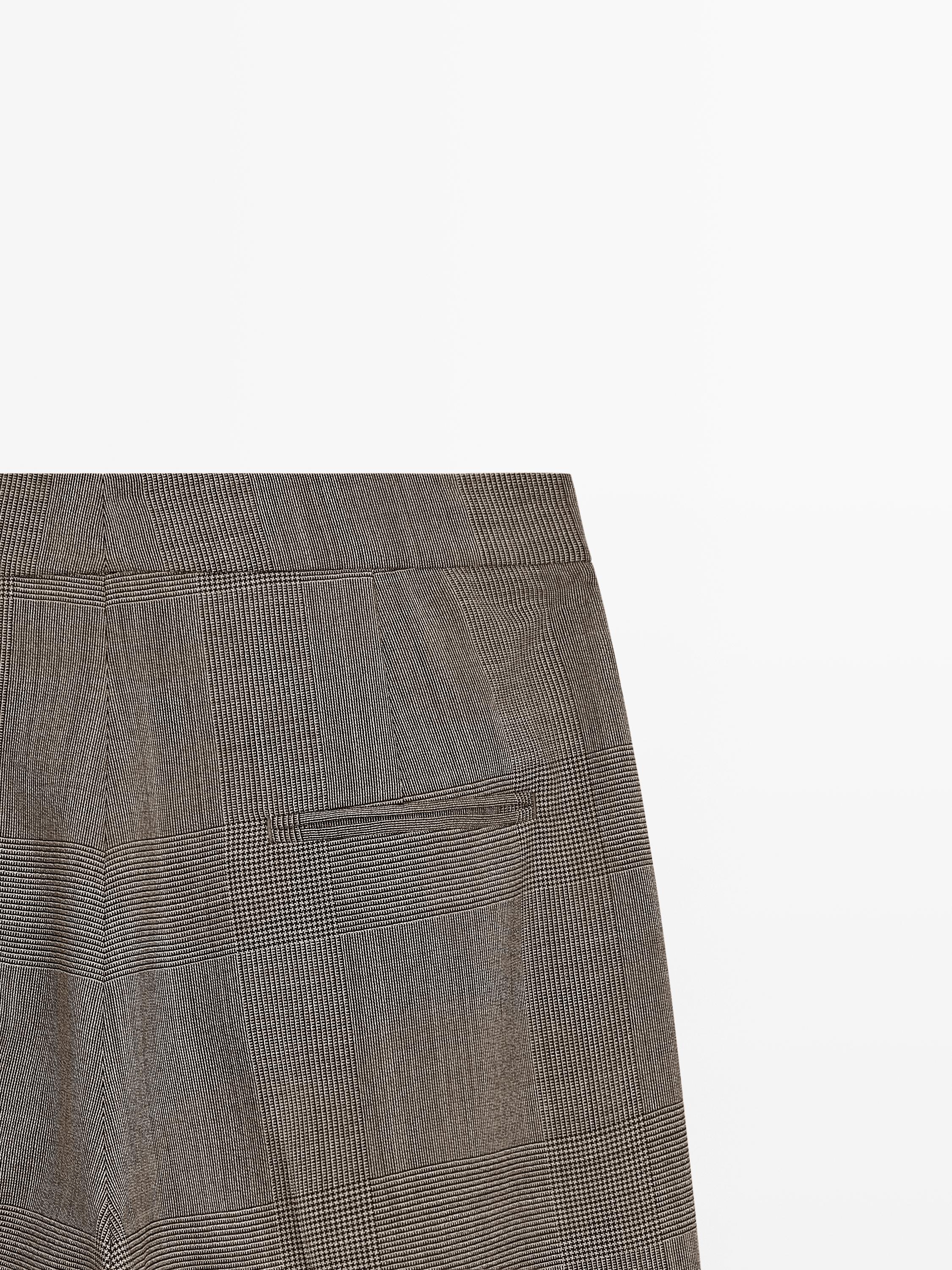 Check wool suit trousers — BEIGE