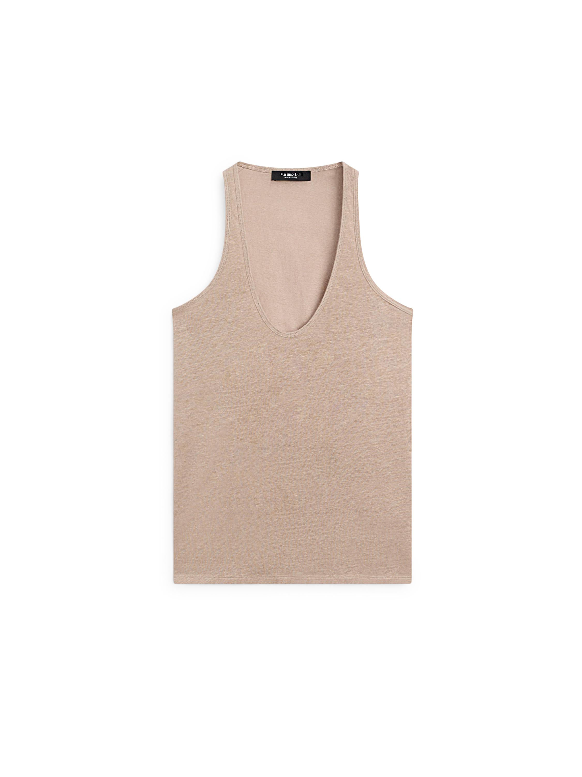 100% linen strappy top — STONE