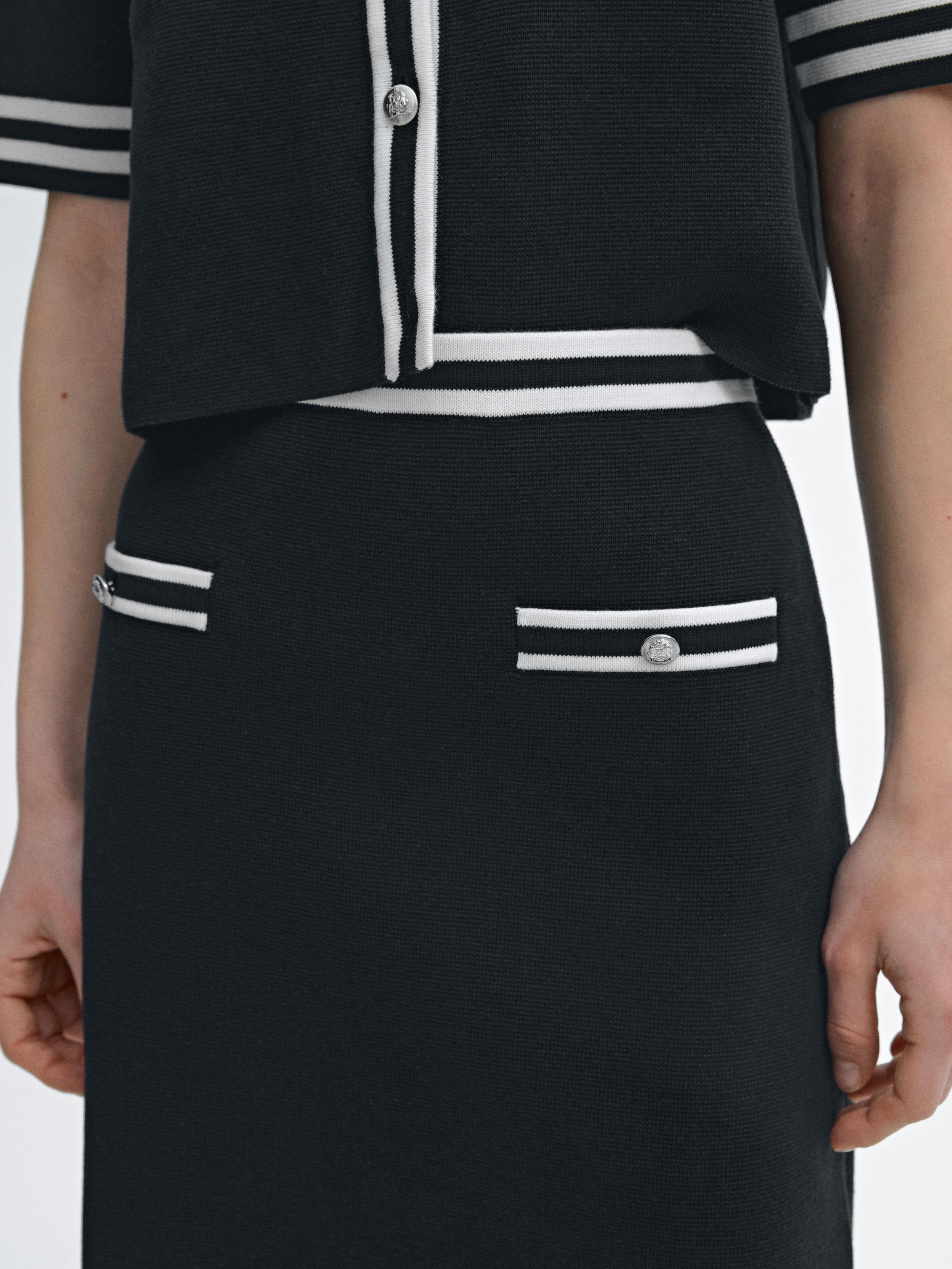 Contrast knitted skirt 100% cotton