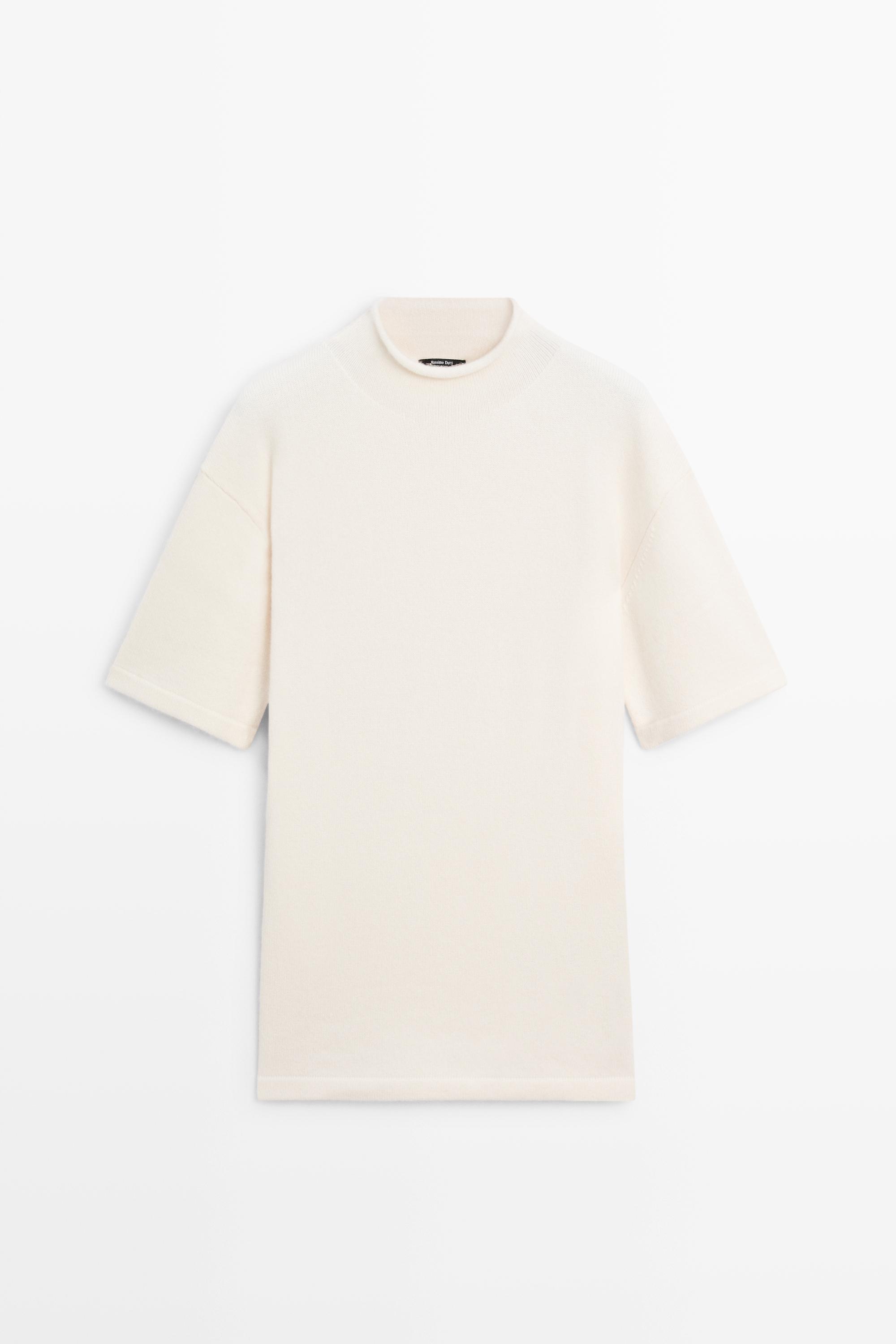 100% cashmere knit short sleeve sweater