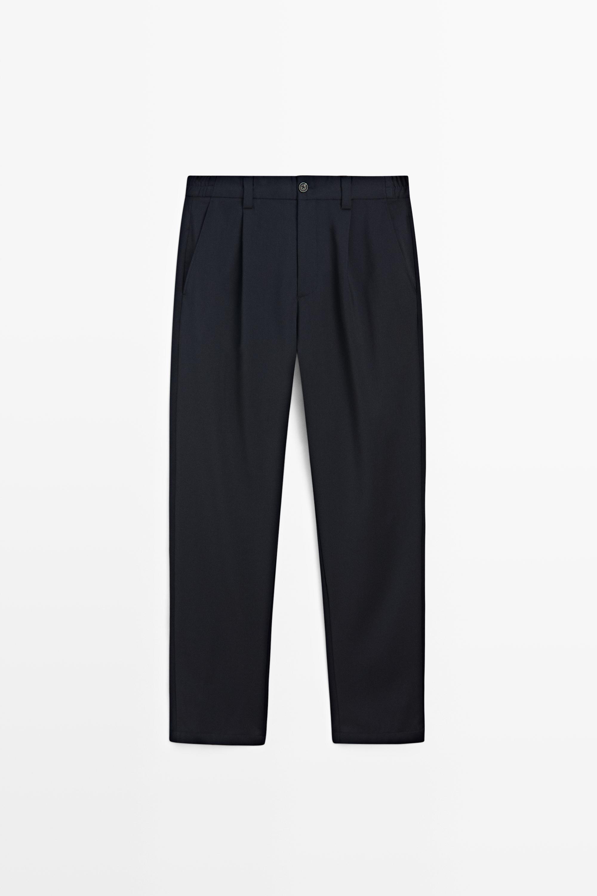 100% wool straight-leg pants — NAVY BLUE