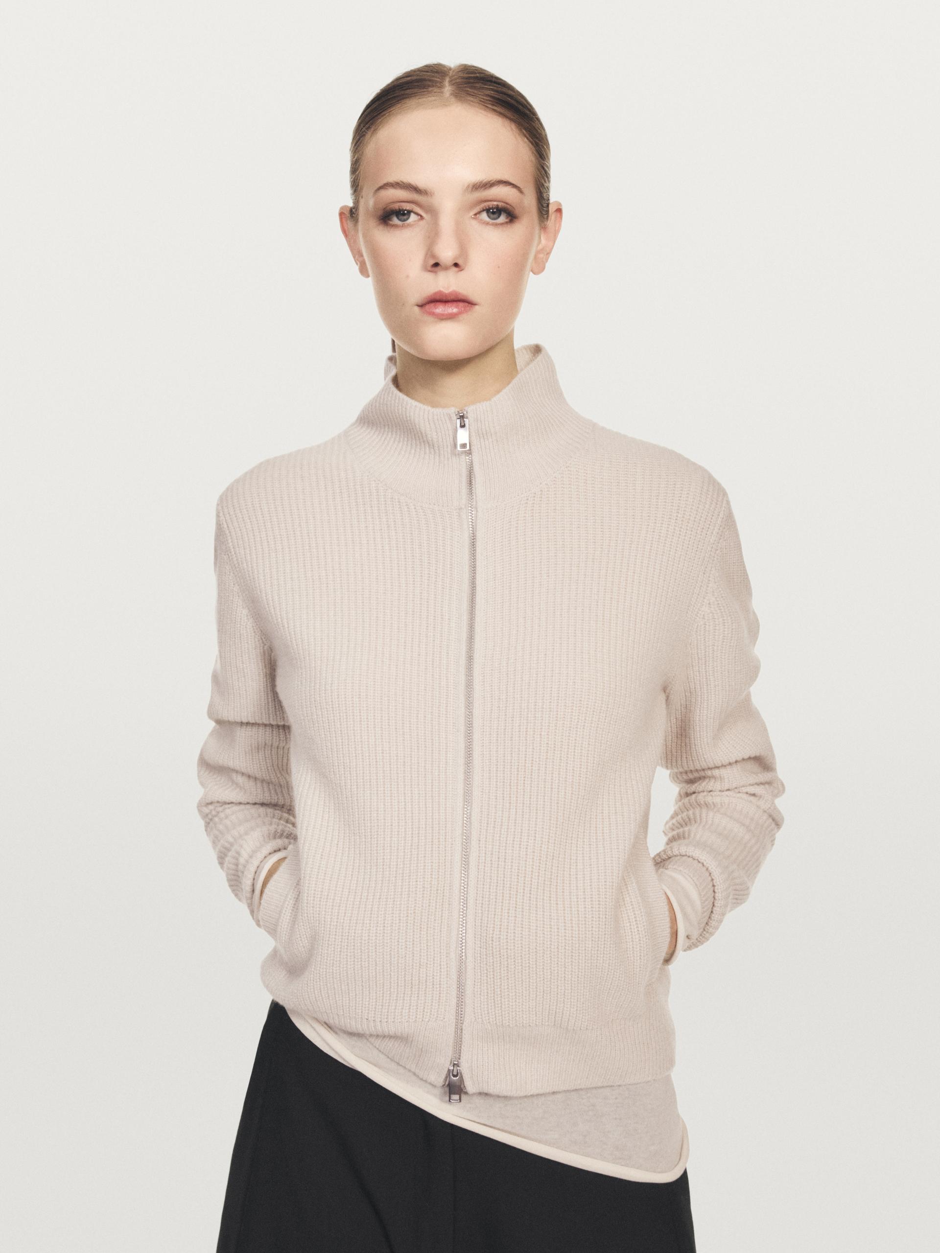Cardigan Cremallera 100% Cashmere - Beige - Xs - Massimo Dutti - Mujer