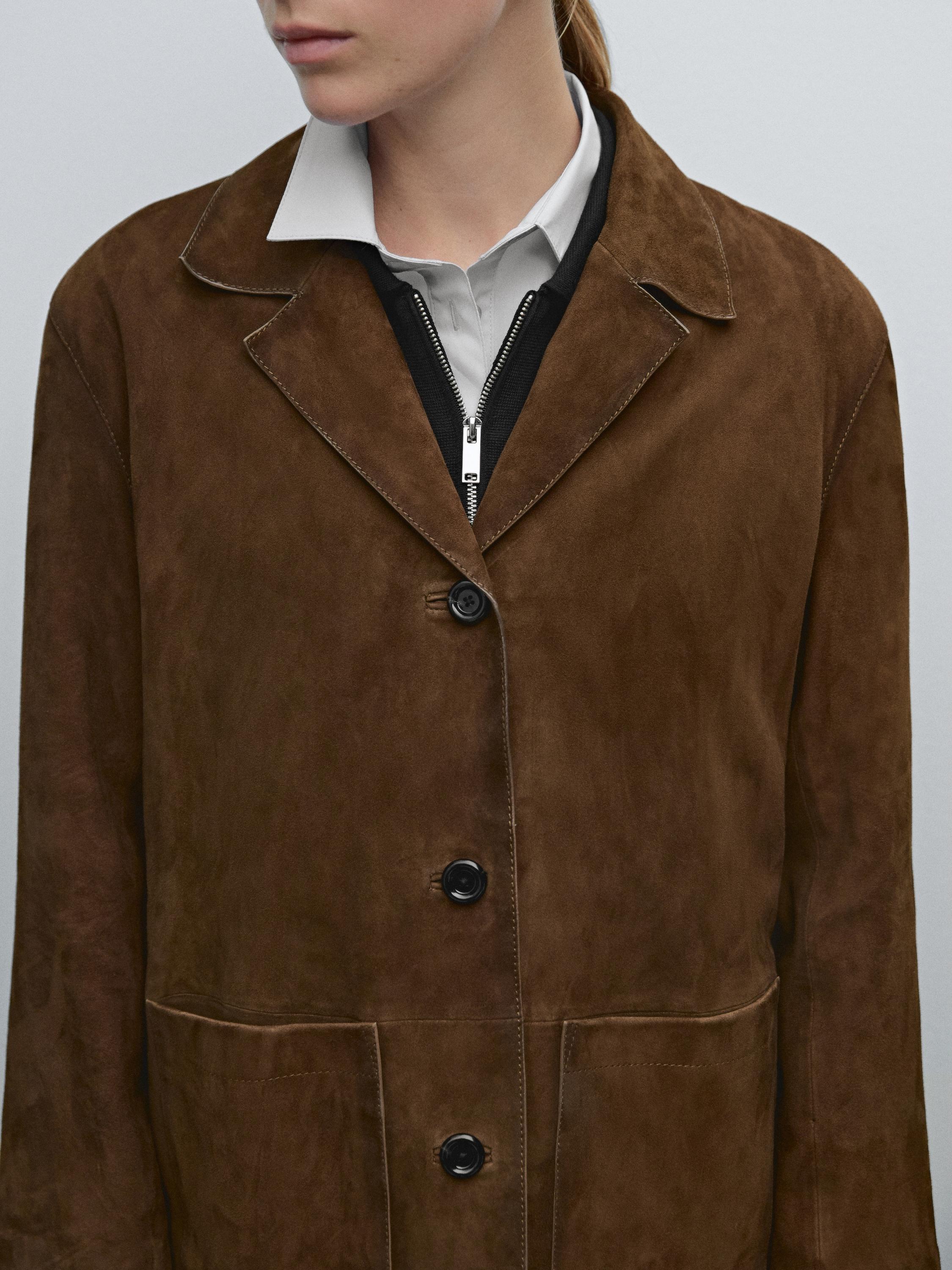 Flowing suede leather blazer