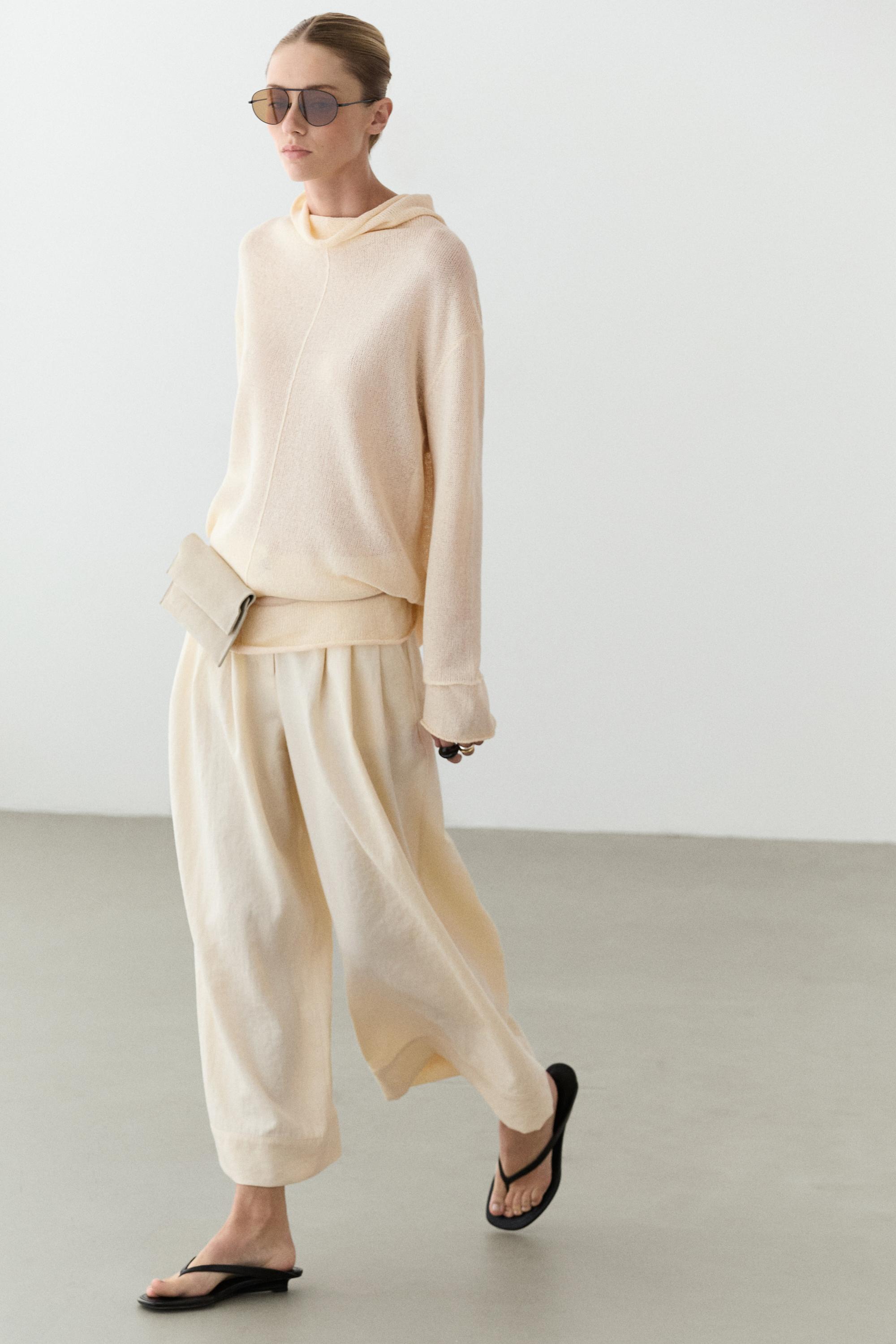 Cotton cutwork knit sweater — CREAM