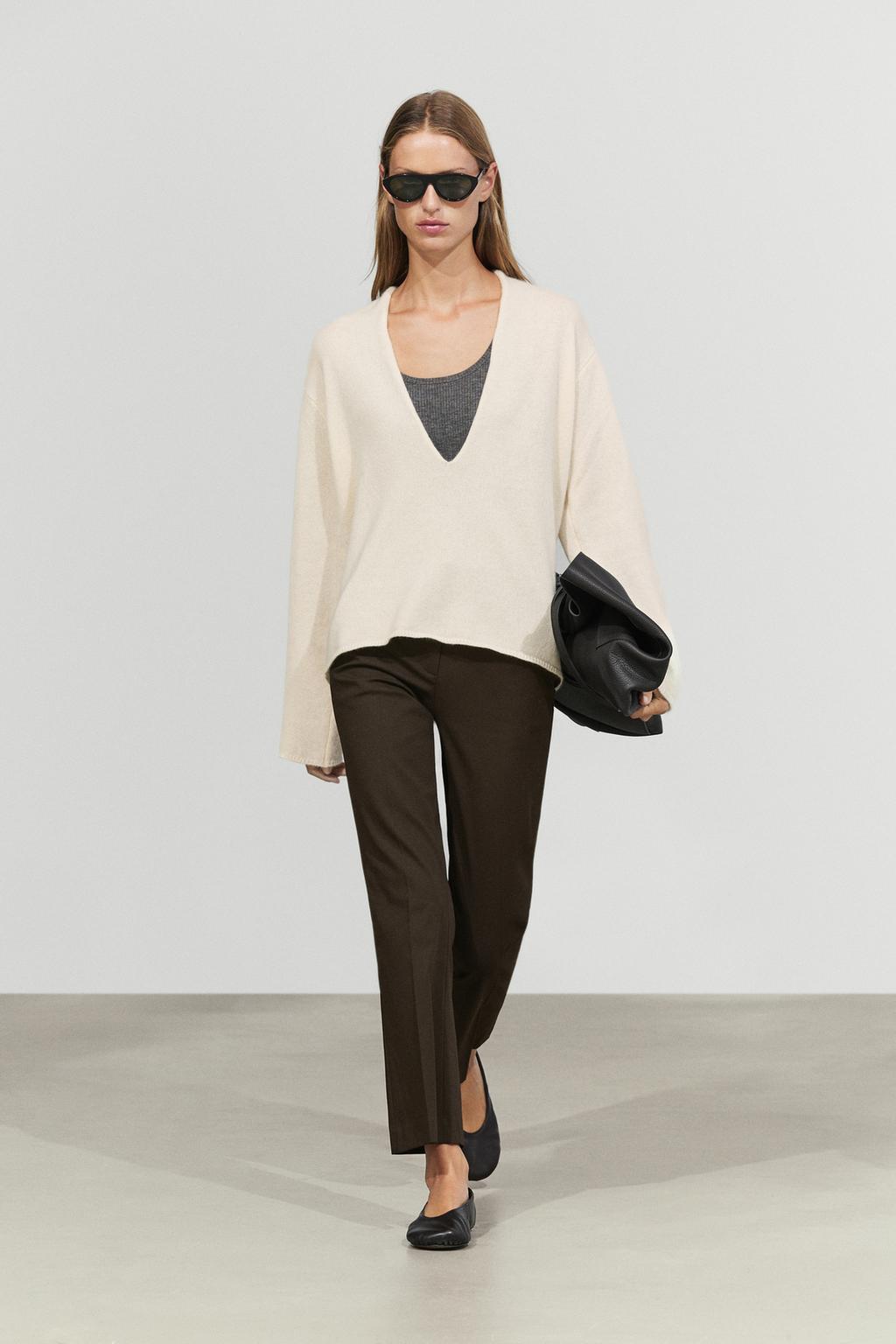 Massimo Dutti 100% Kaşmir V-yaxalı trikotaj sviter