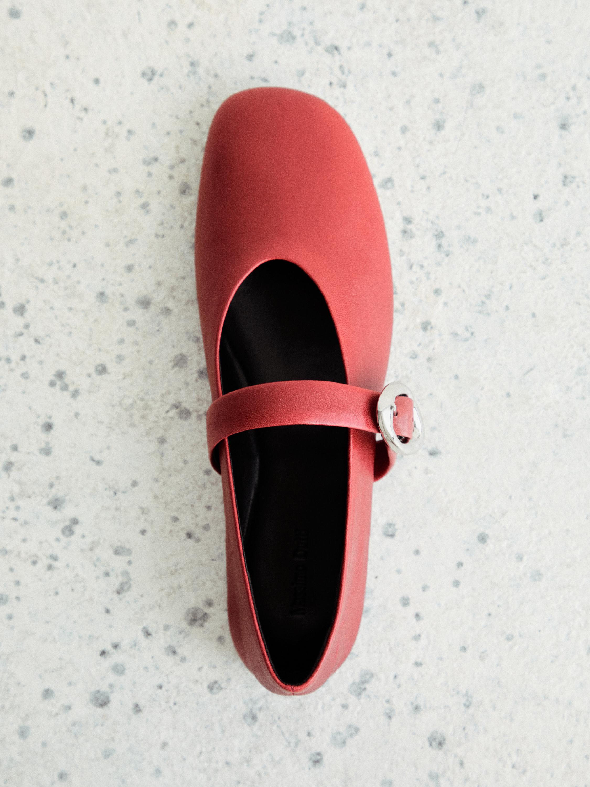 Leather ballet flats with buckle