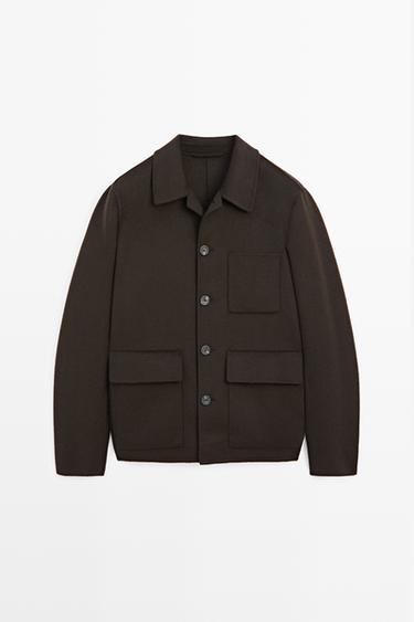 Double wool fabric overshirt — Chocolate 2