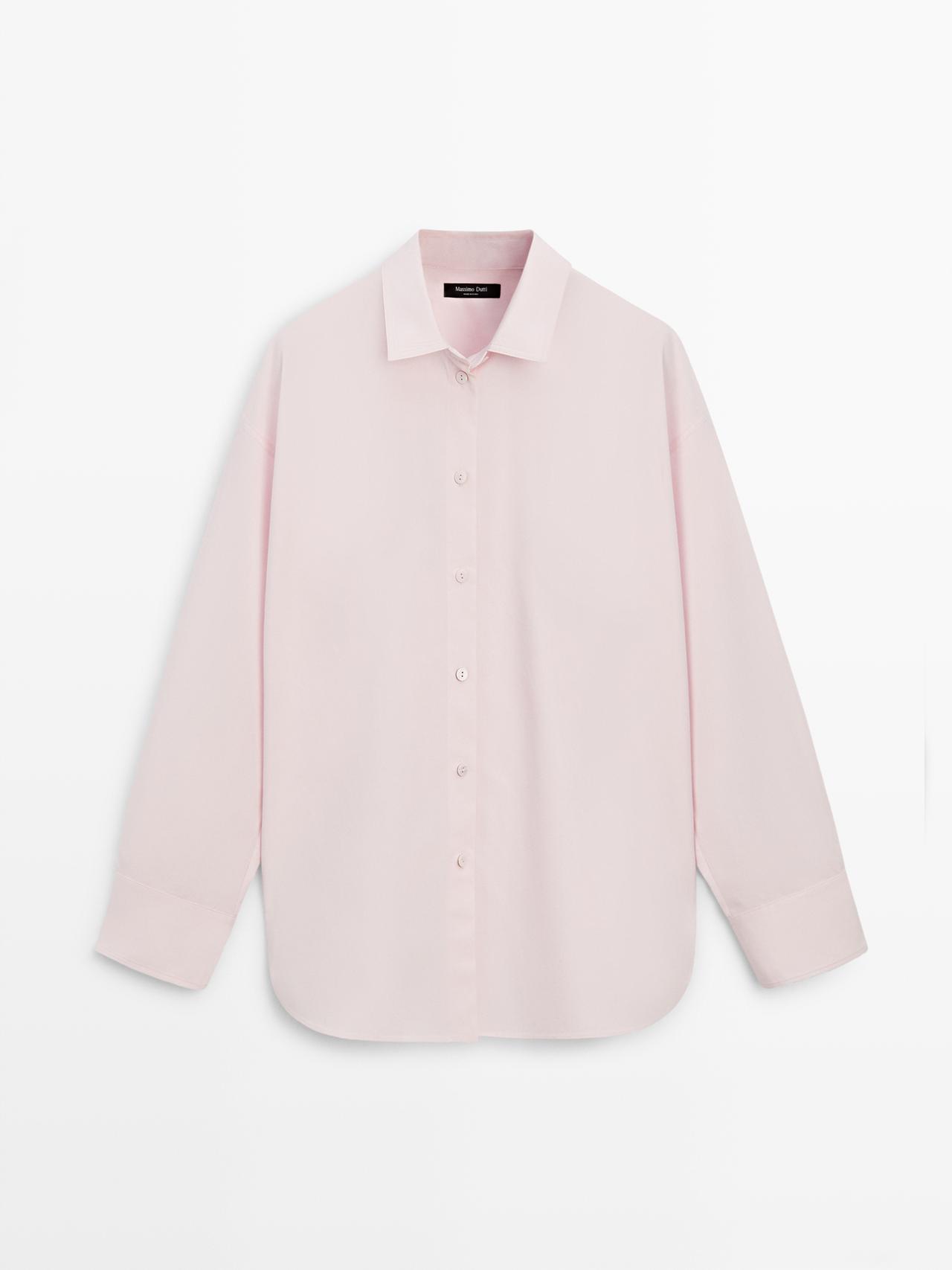 Massimo Dutti - Dame - Poplinskjorte Med Bomuld - Rosa - L
