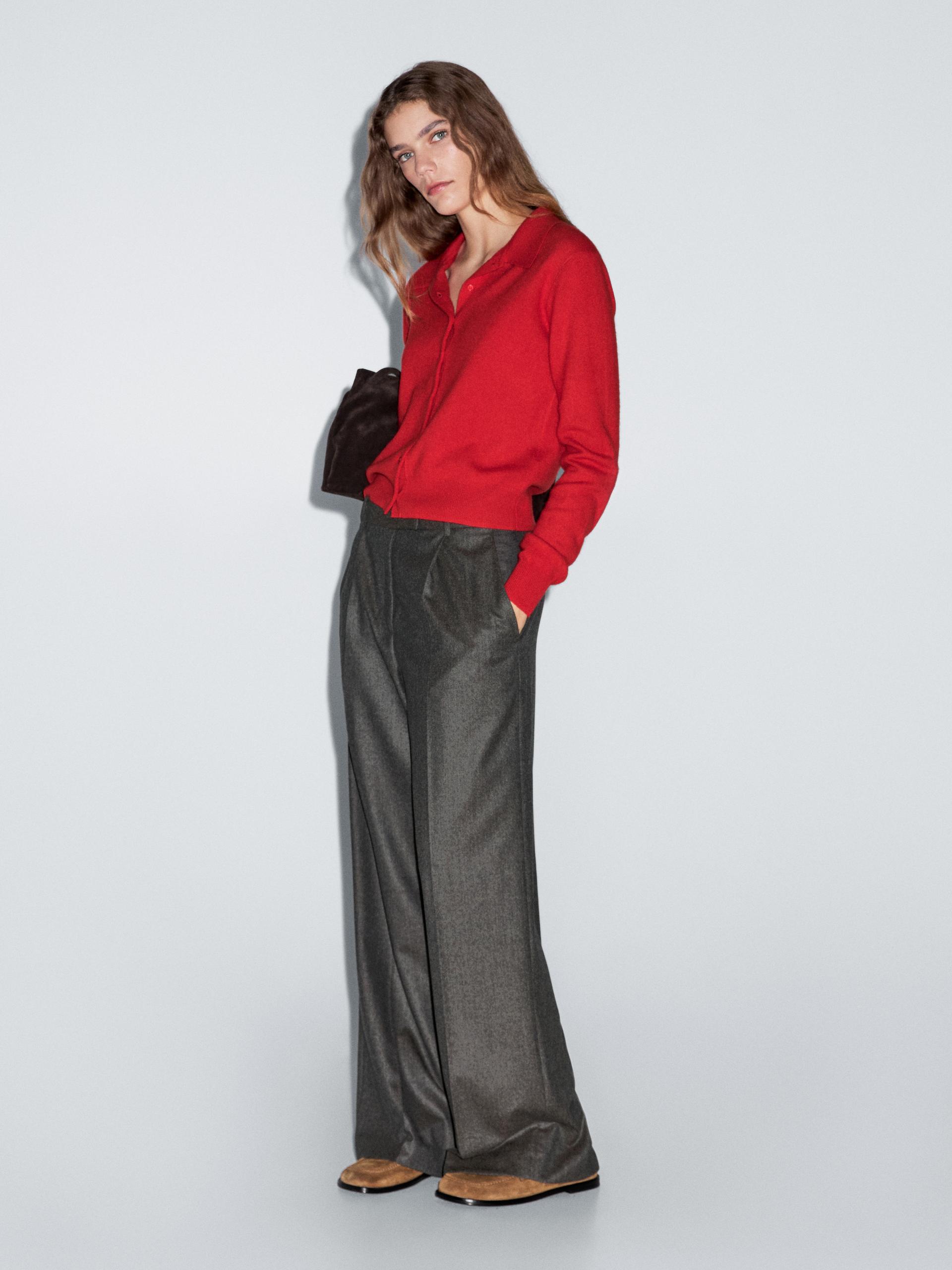 Cardigan 100 % Laine - Rouge - L - Massimo Dutti - Femme