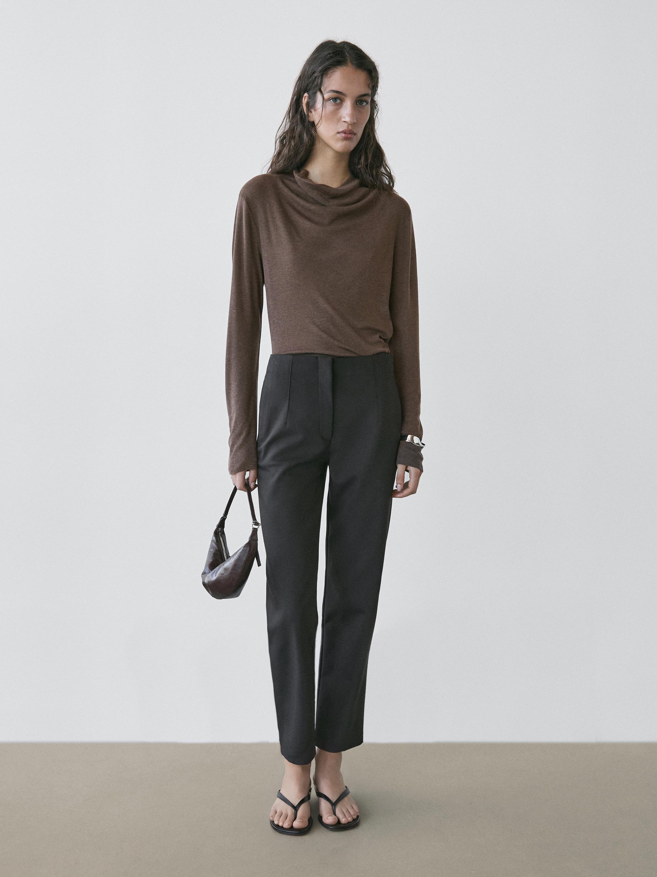 Technical cotton blend trousers