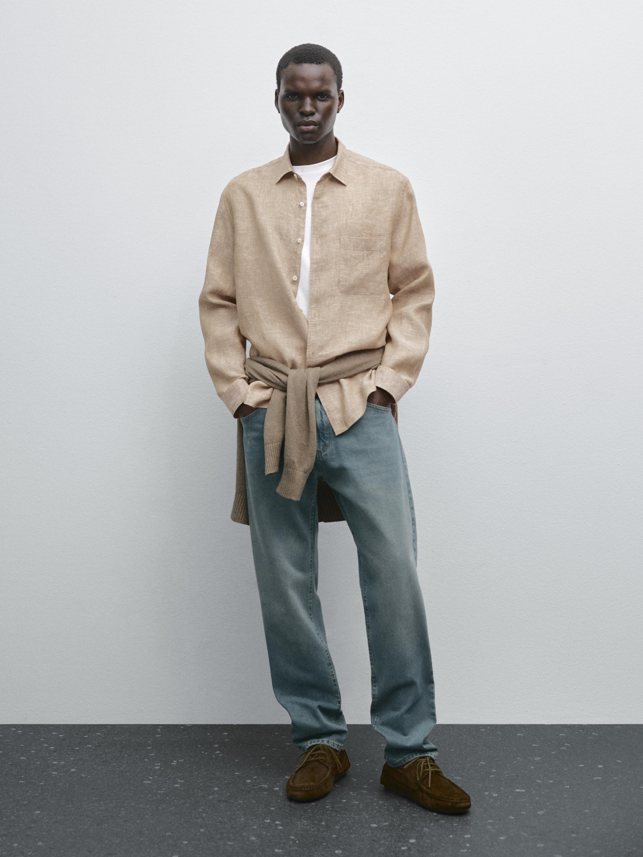 %100 keten regular fit gömlek