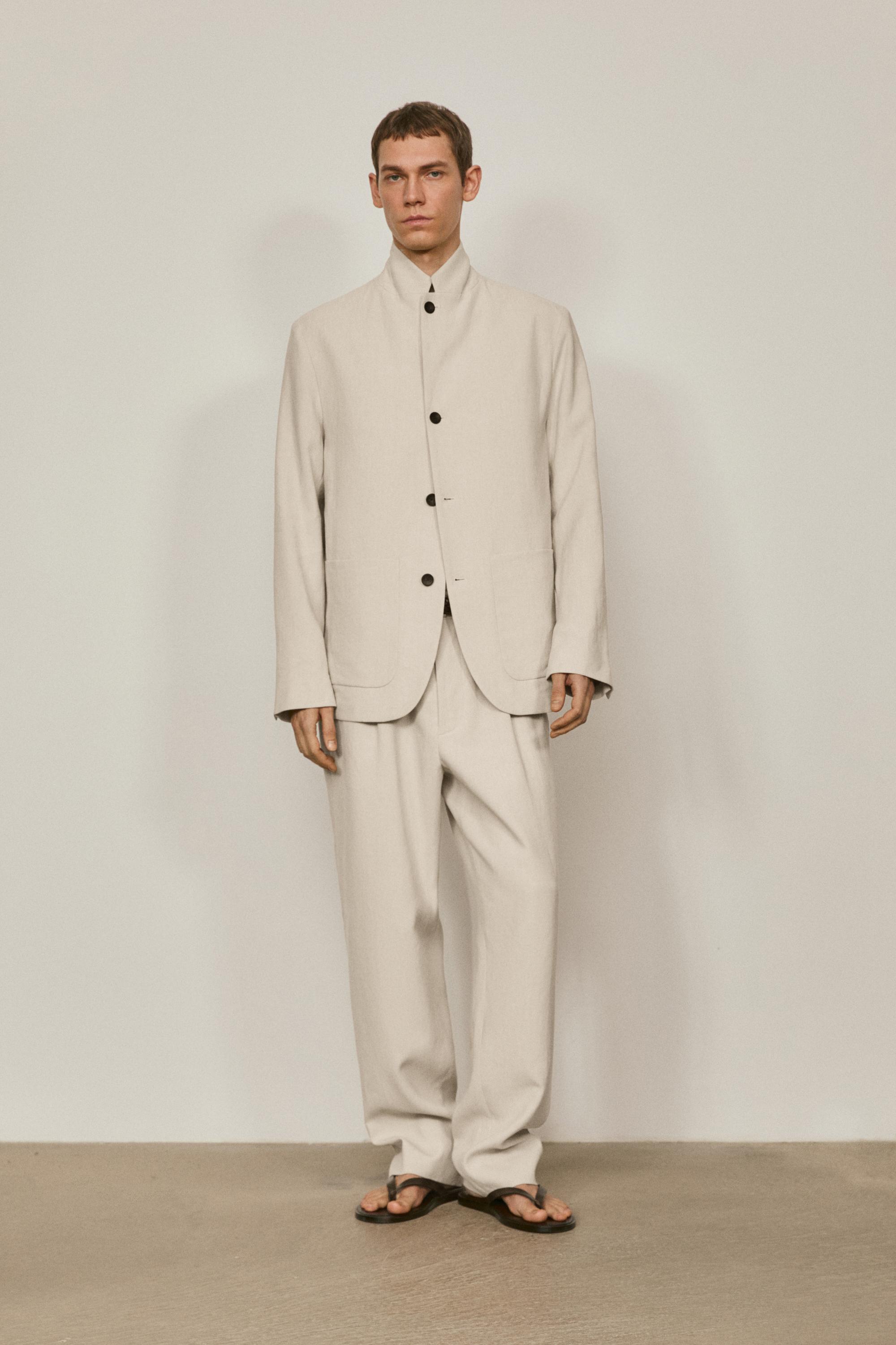 100% linen suit blazer with pocket details - LIMITED EDITION — CREAM