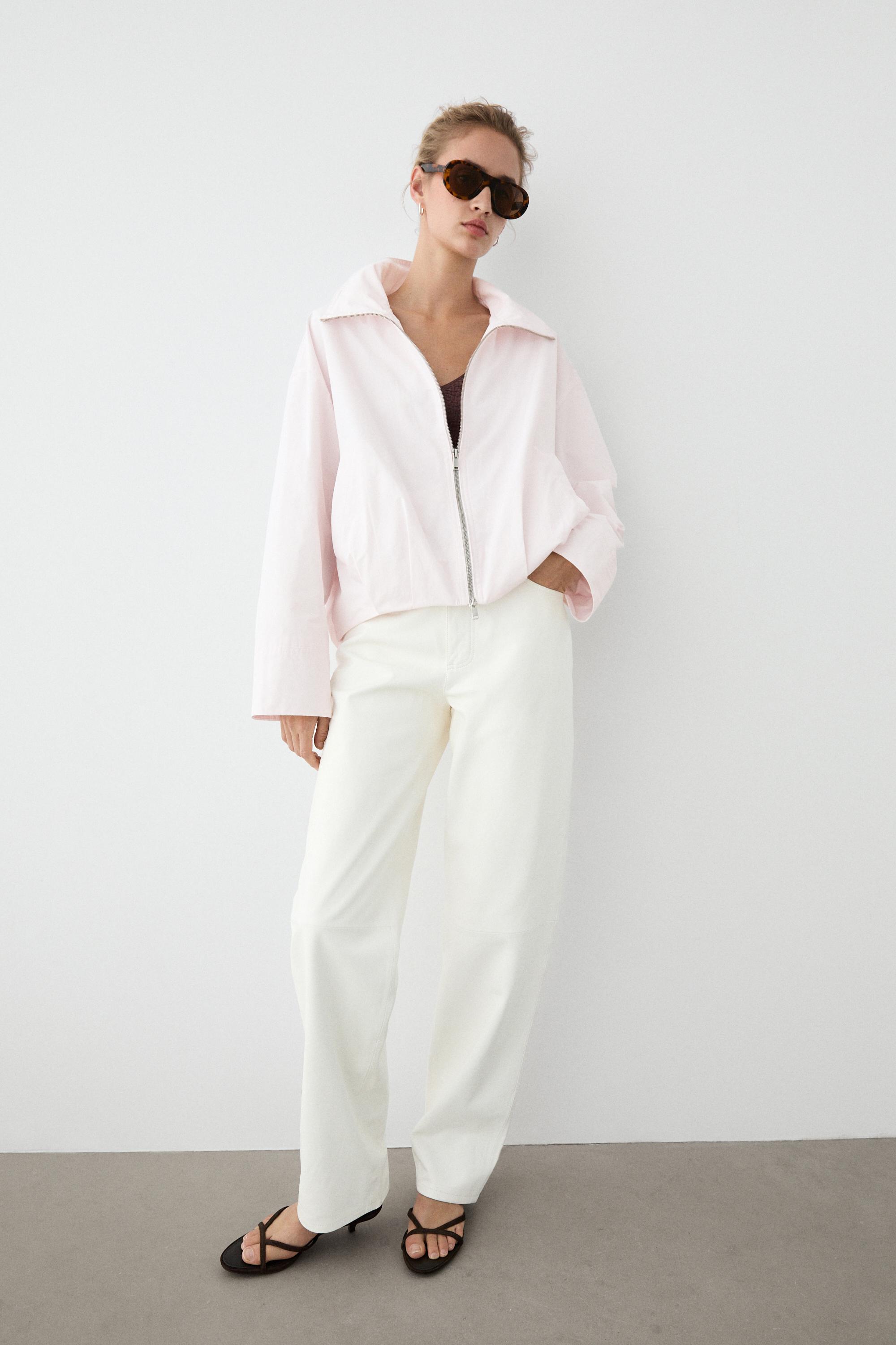 High-neck bomber jacket — ROSE PINK