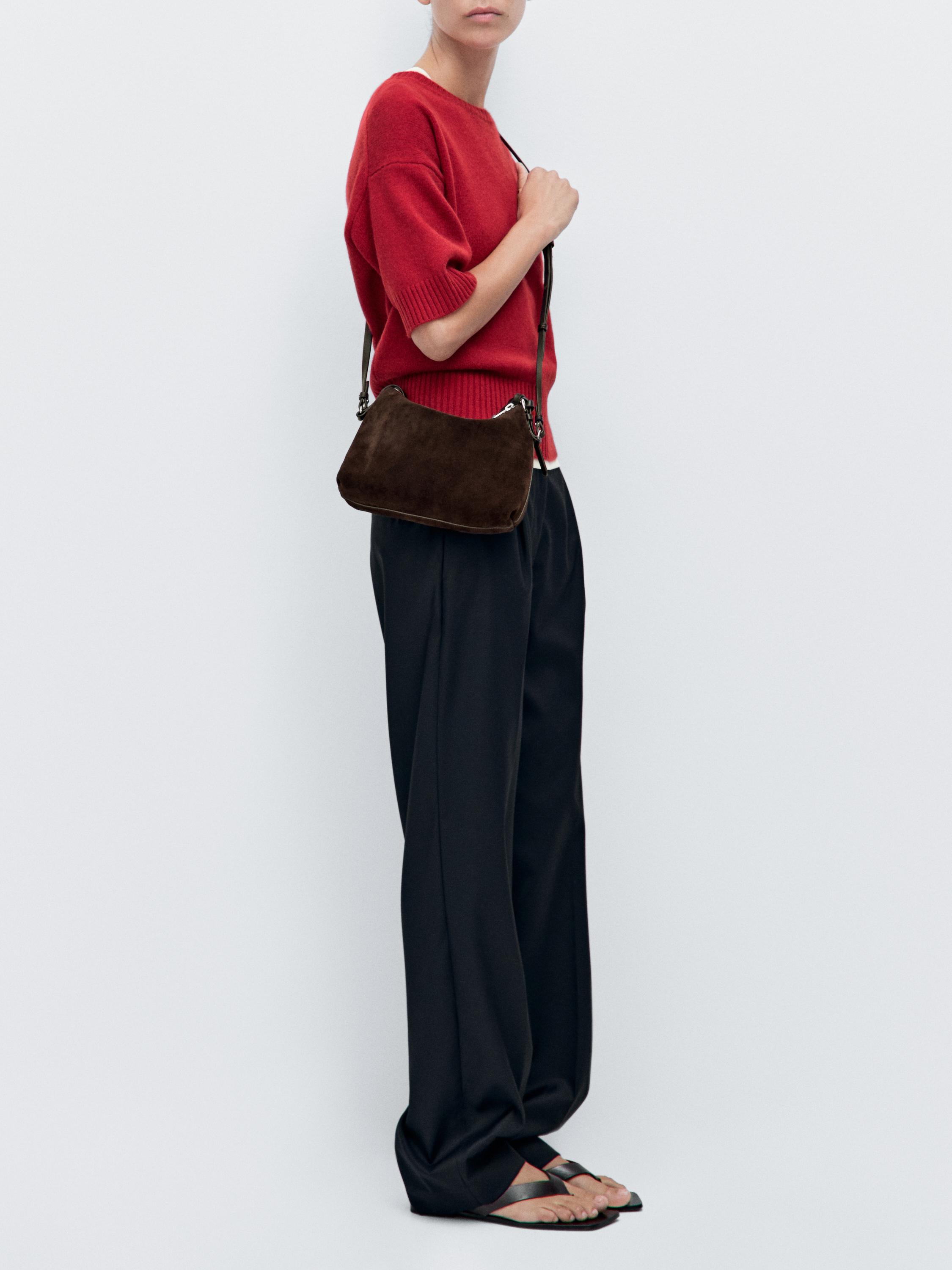 Small split suede leather bag