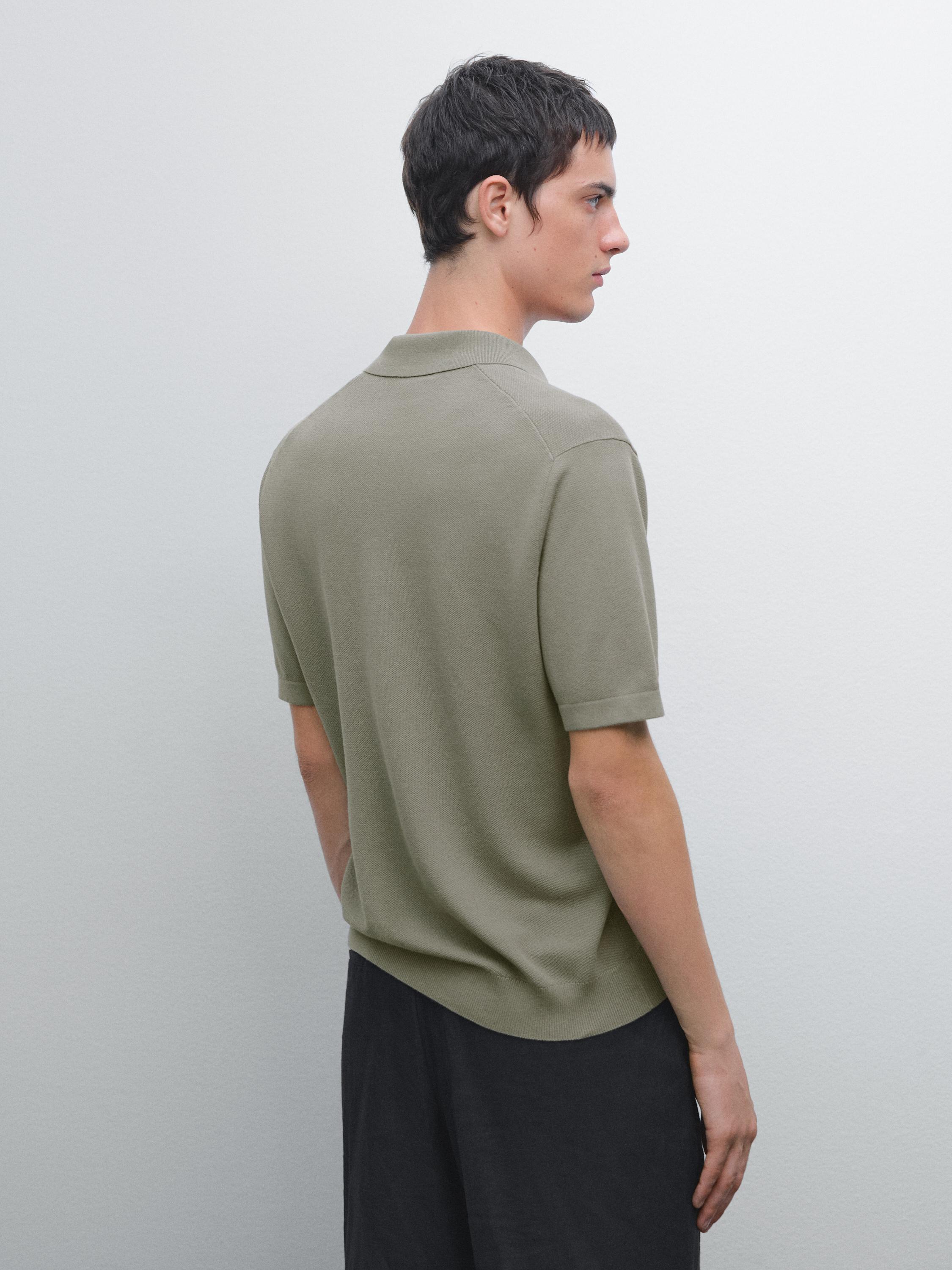 Knit V-neck polo shirt